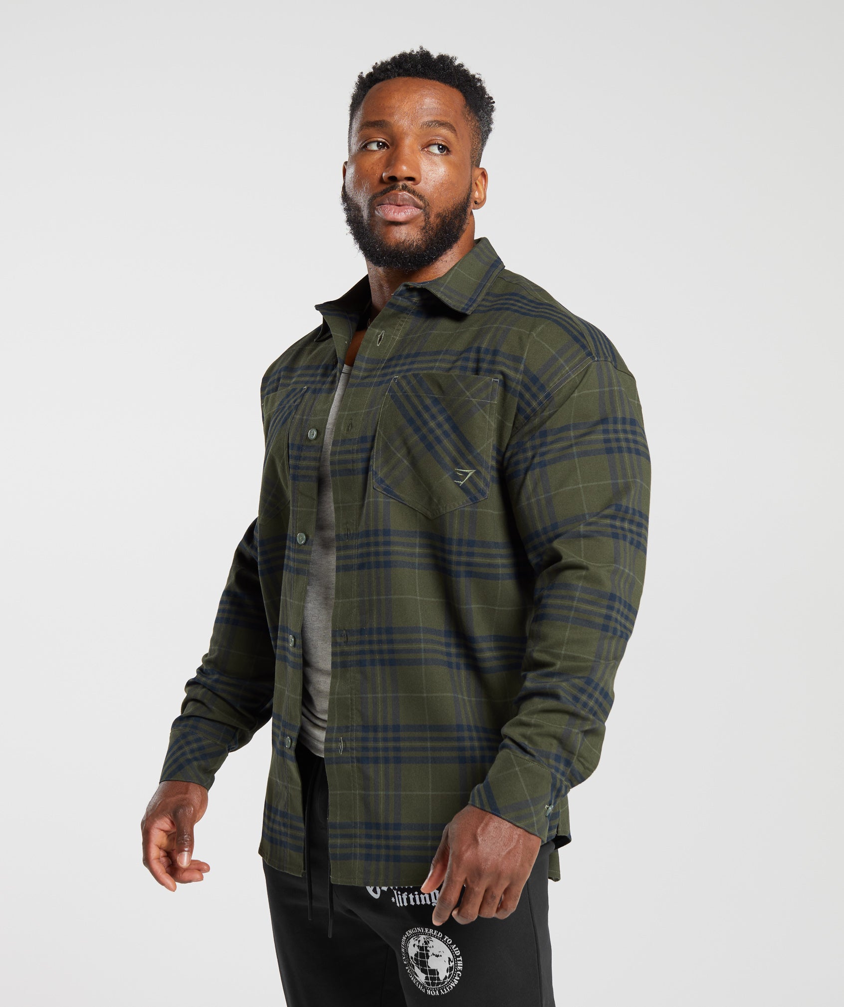 Check Shirt in Core Olive - view 3