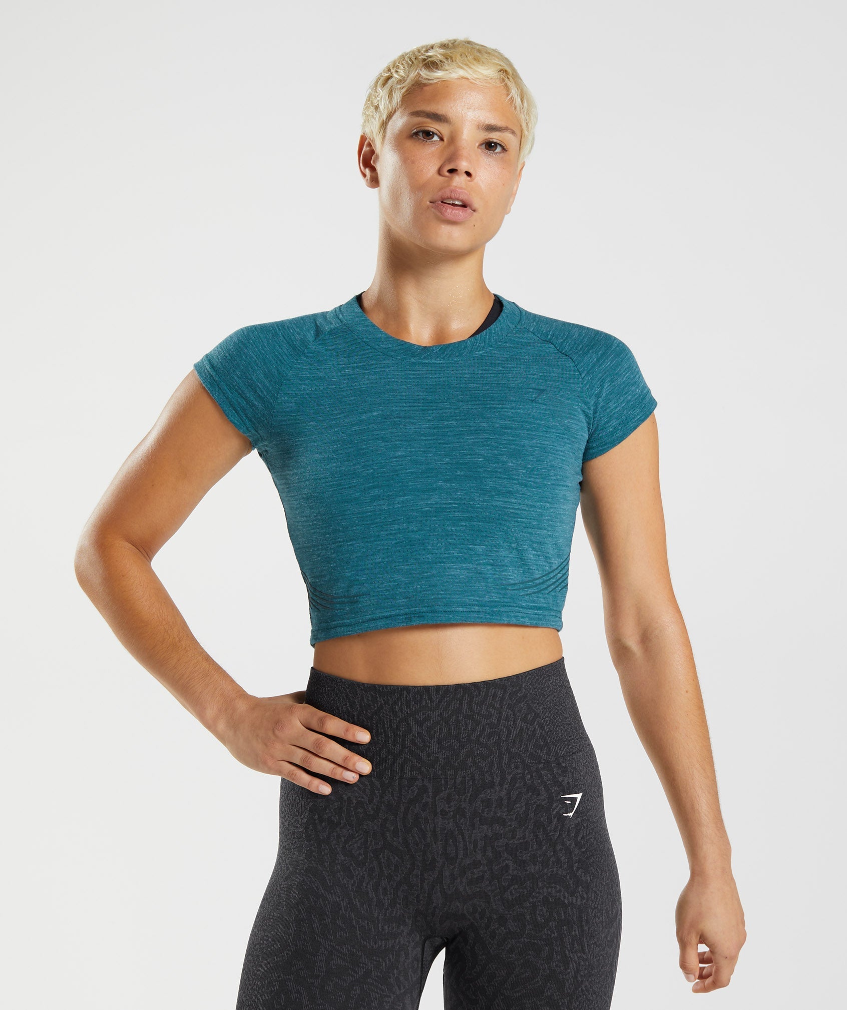 315 Crop Top in Winter Teal/Pearl Blue Marl - view 1