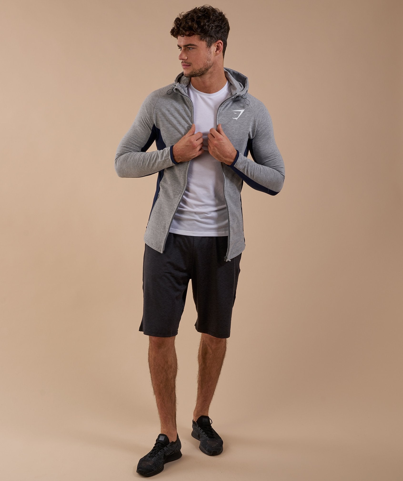 Fit Hooded Top in Grey/Sapphire Blue - view 4