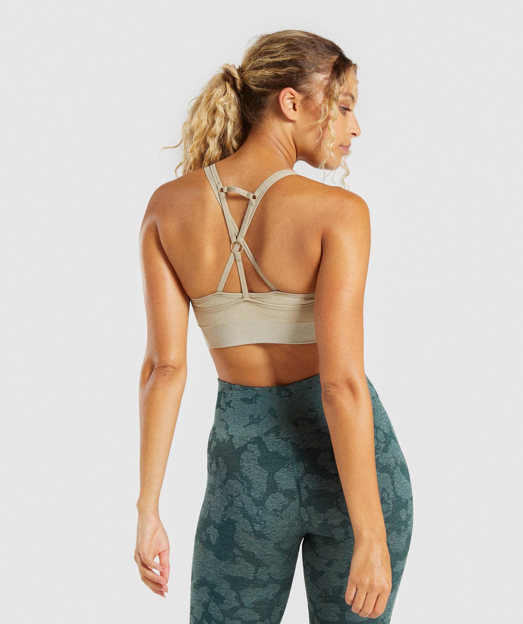 Adapt Marl Seamless Sports Bra in Beige