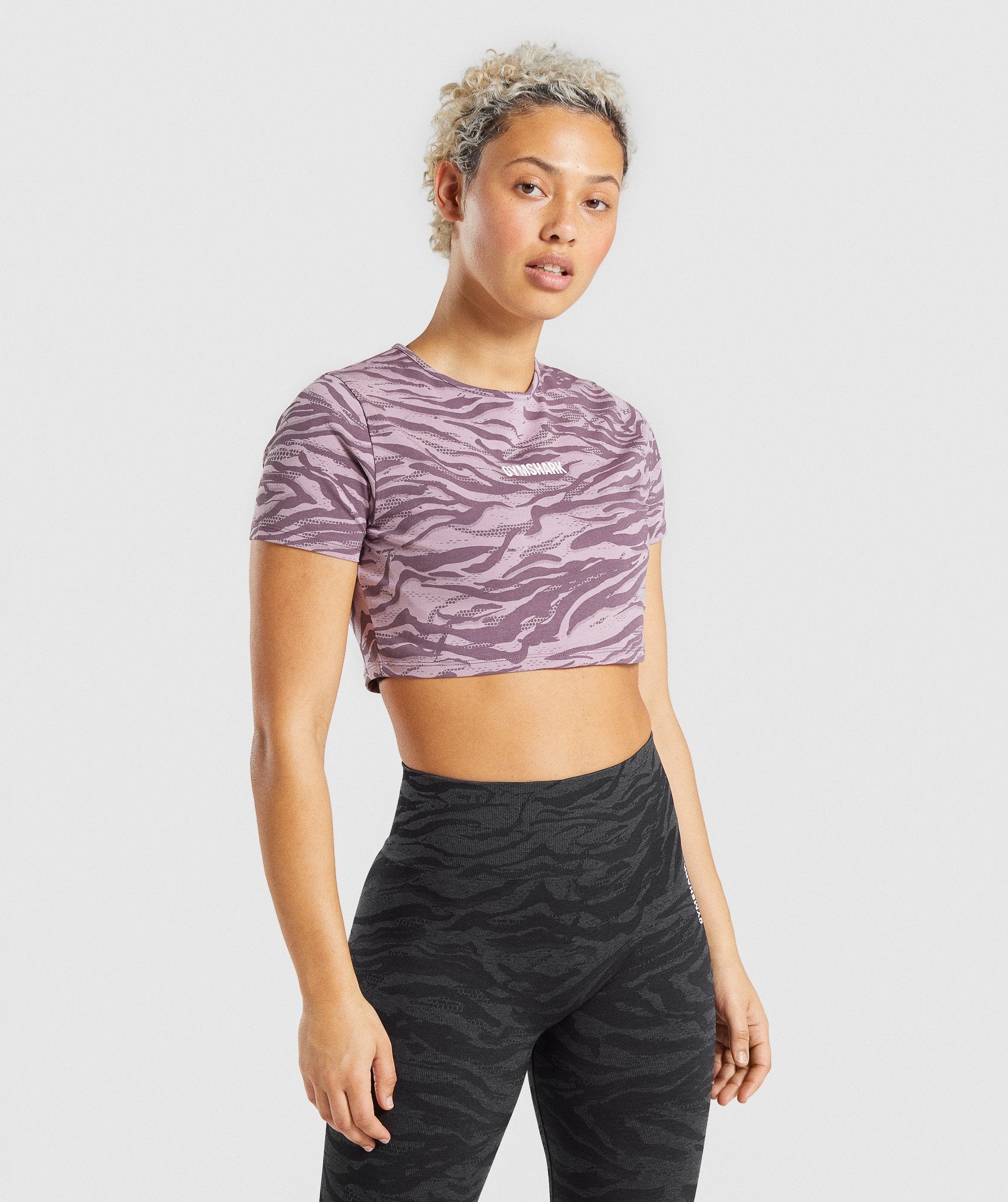 Animal Graphic Crop Top in Purple Print - view 1