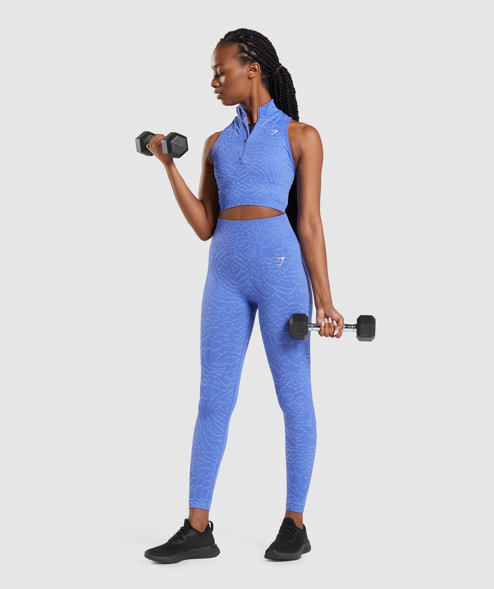 Adapt Animal Seamless Crop 1/2 Zip in Hybrid | Court Blue - view 5