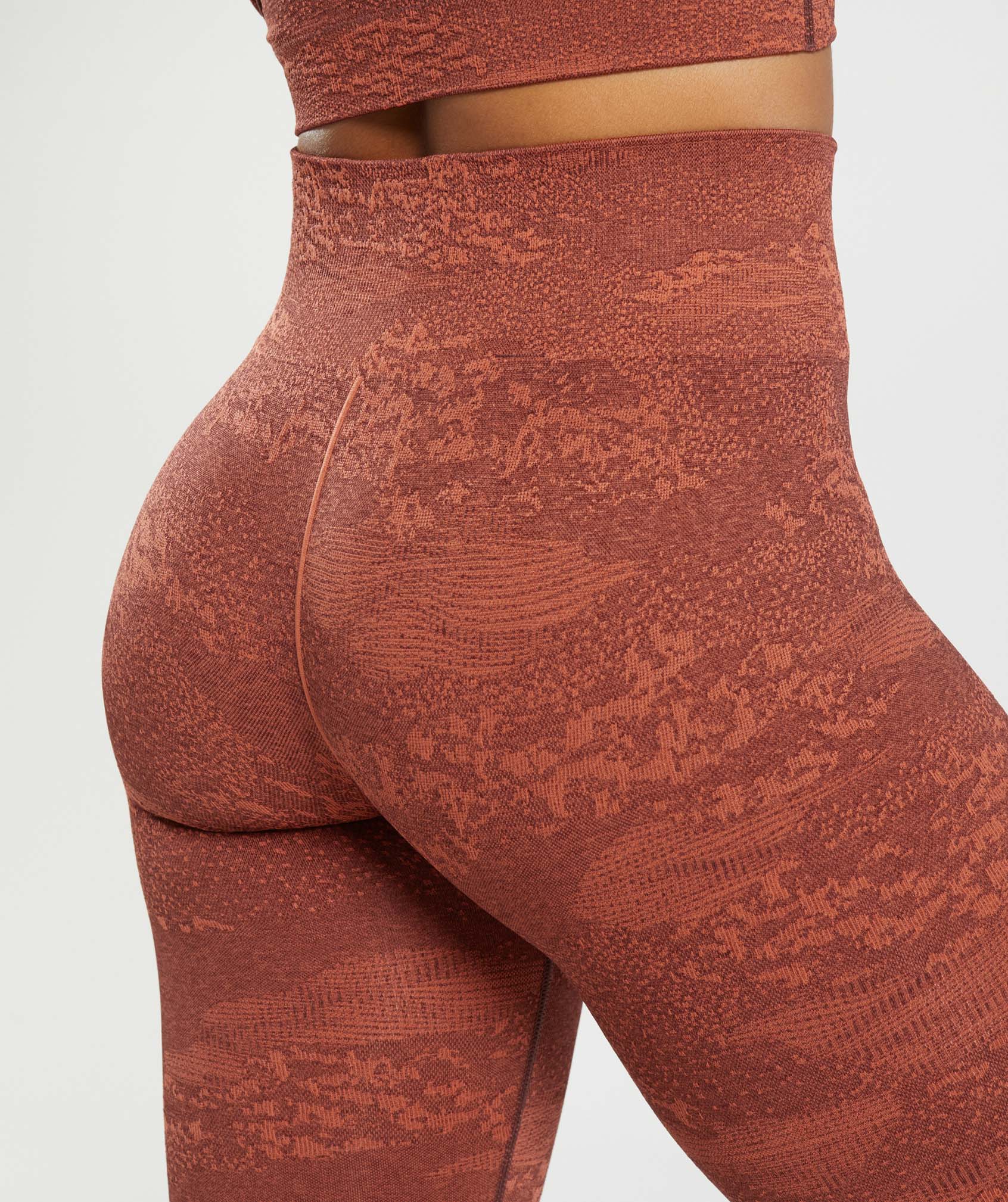 Adapt Camo Seamless Leggings in Storm Red/Cherry Brown - view 6