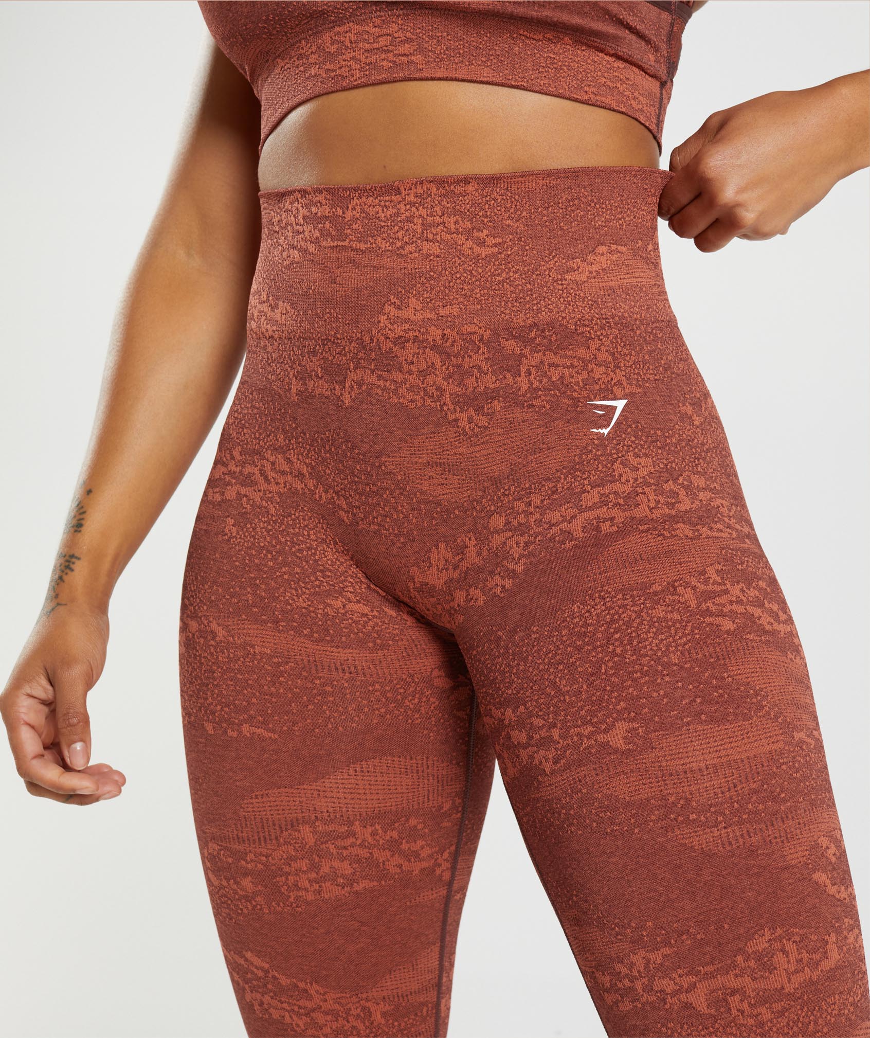 Adapt Camo Seamless Leggings in Storm Red/Cherry Brown - view 5