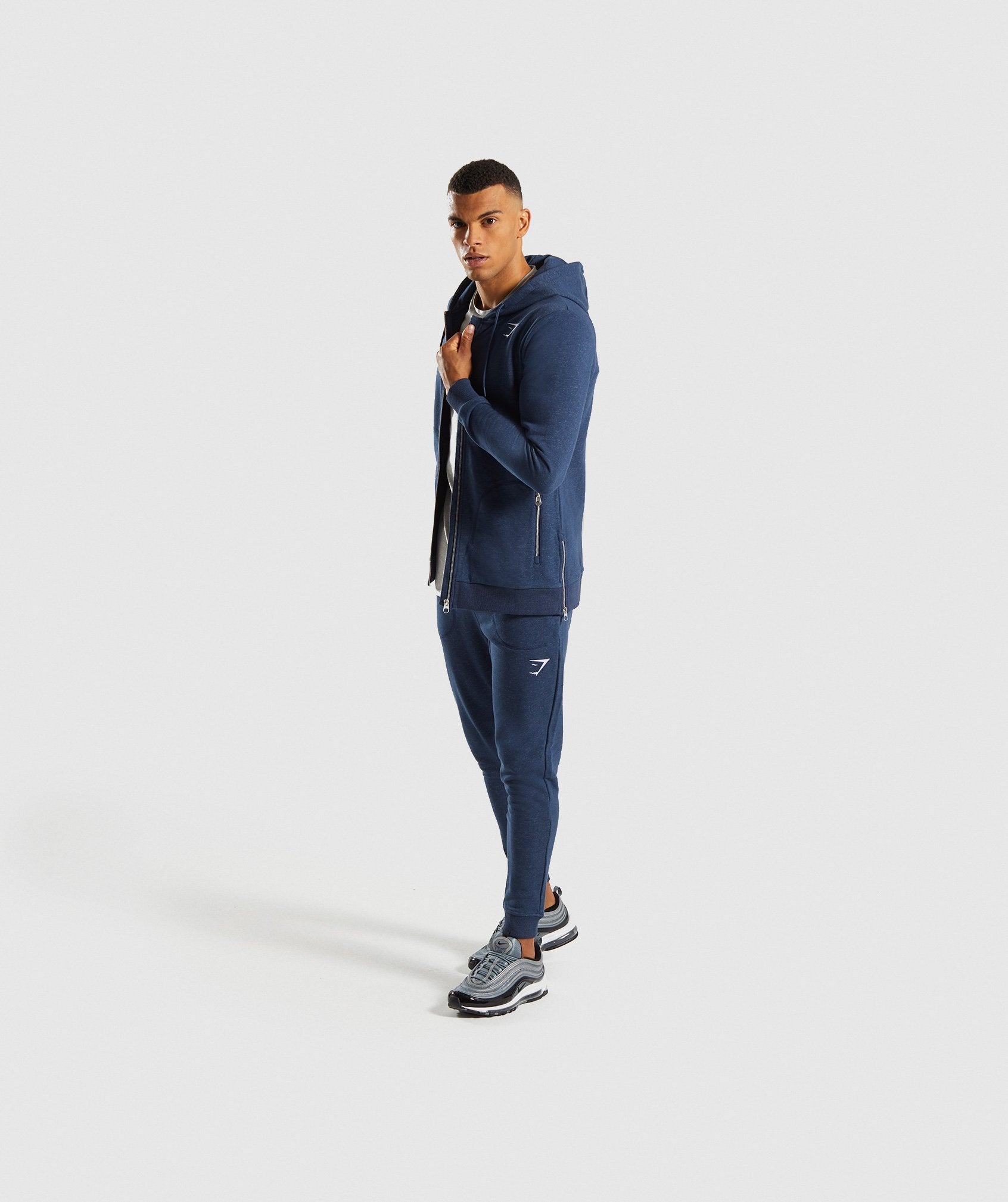 Adapt Zip Hoodie in Sapphire Blue Marl - view 3