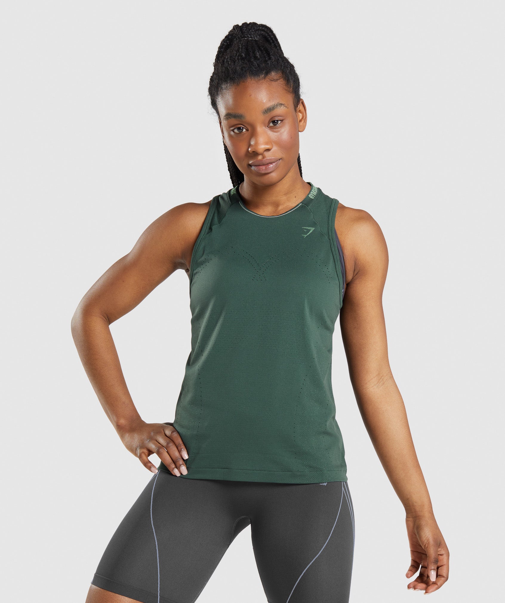 Apex Seamless Tank in Obsidian Green/Cucumber Green - view 1