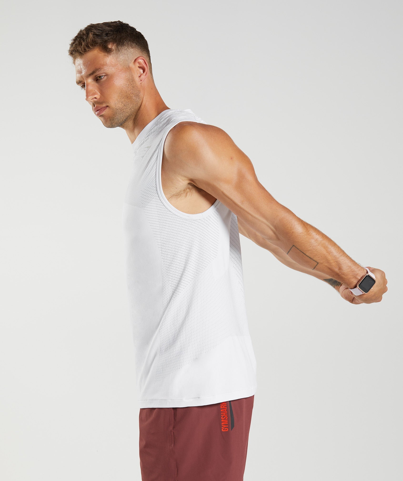 Apex Seamless Tank in White/Light Grey - view 3