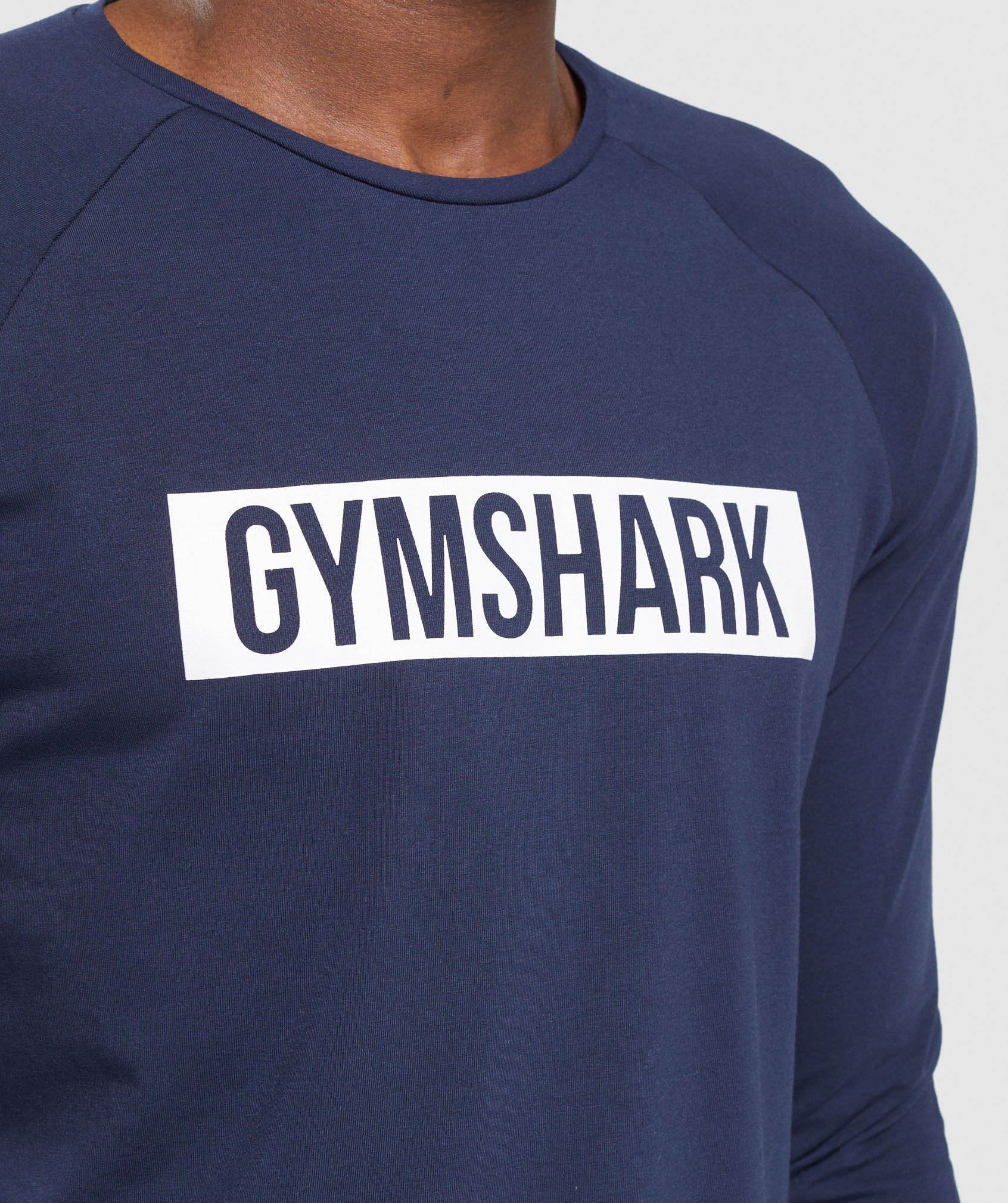 Block Long Sleeve T-Shirt in Dark Blue/White