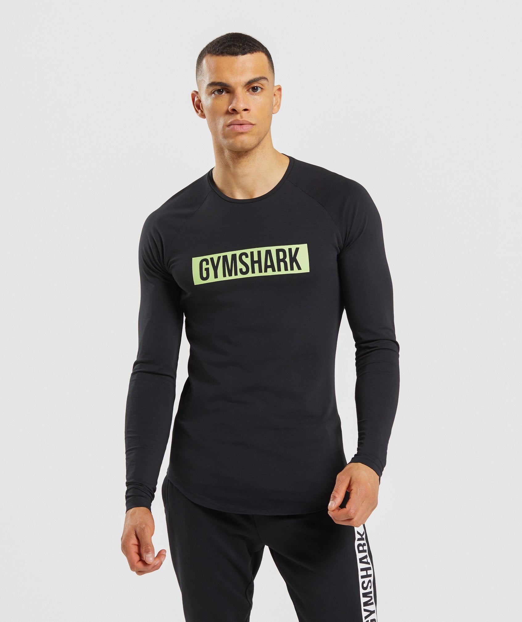 Block Long Sleeve T-Shirt in Black/Lime - view 1