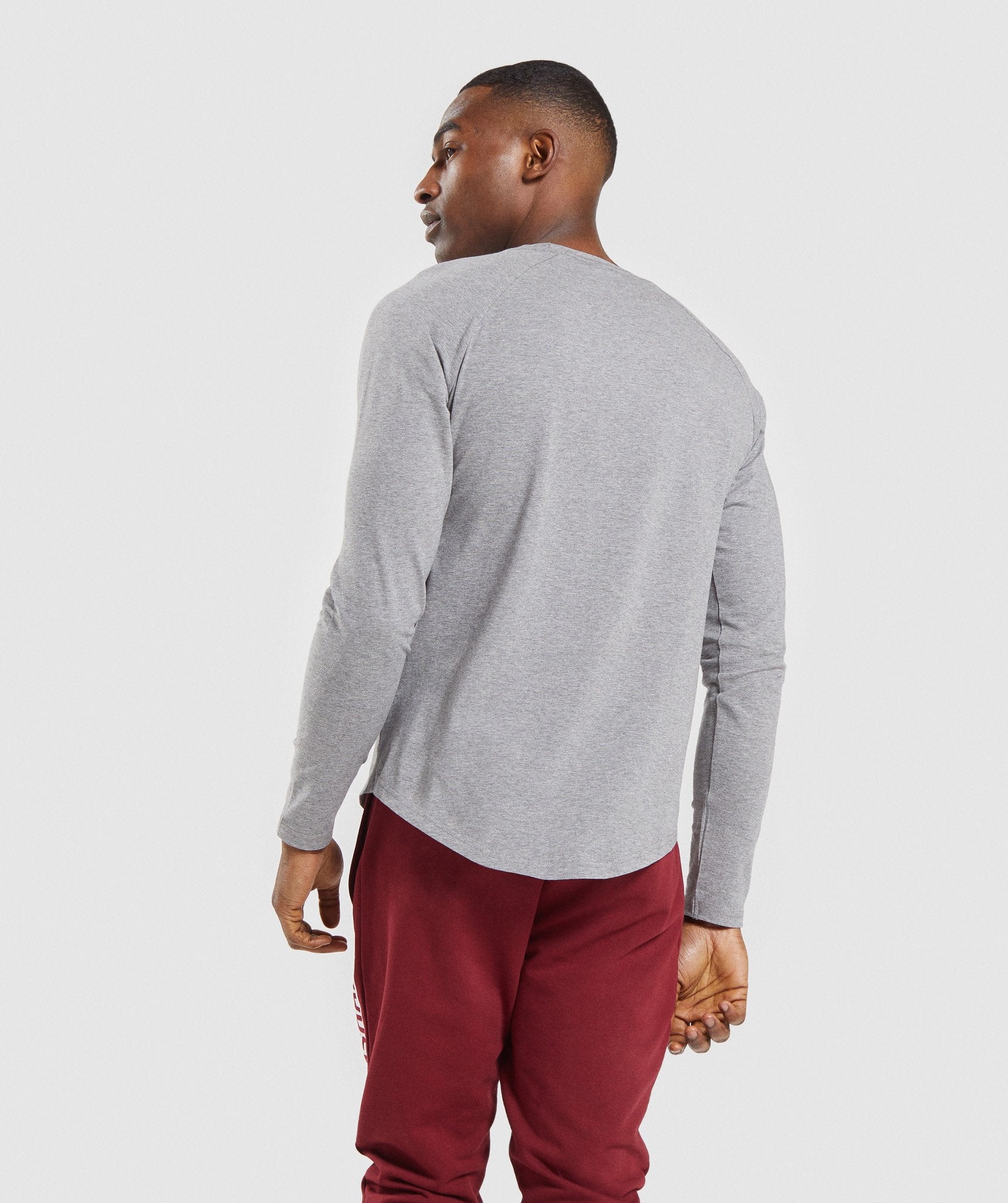 Block Long Sleeve T-Shirt in Grey Marl/White - view 2