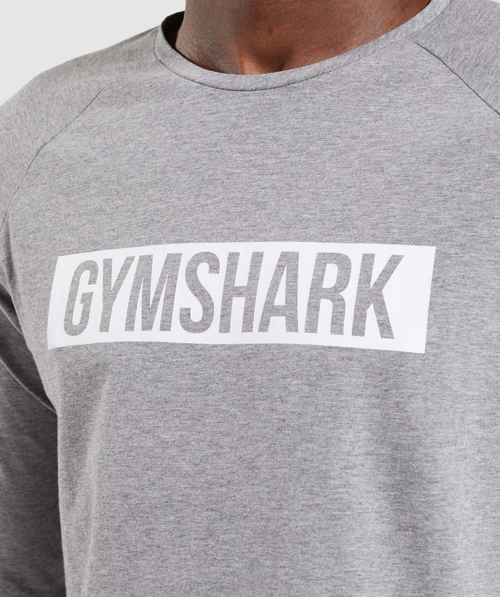 Block Long Sleeve T-Shirt in Grey Marl/White - view 5