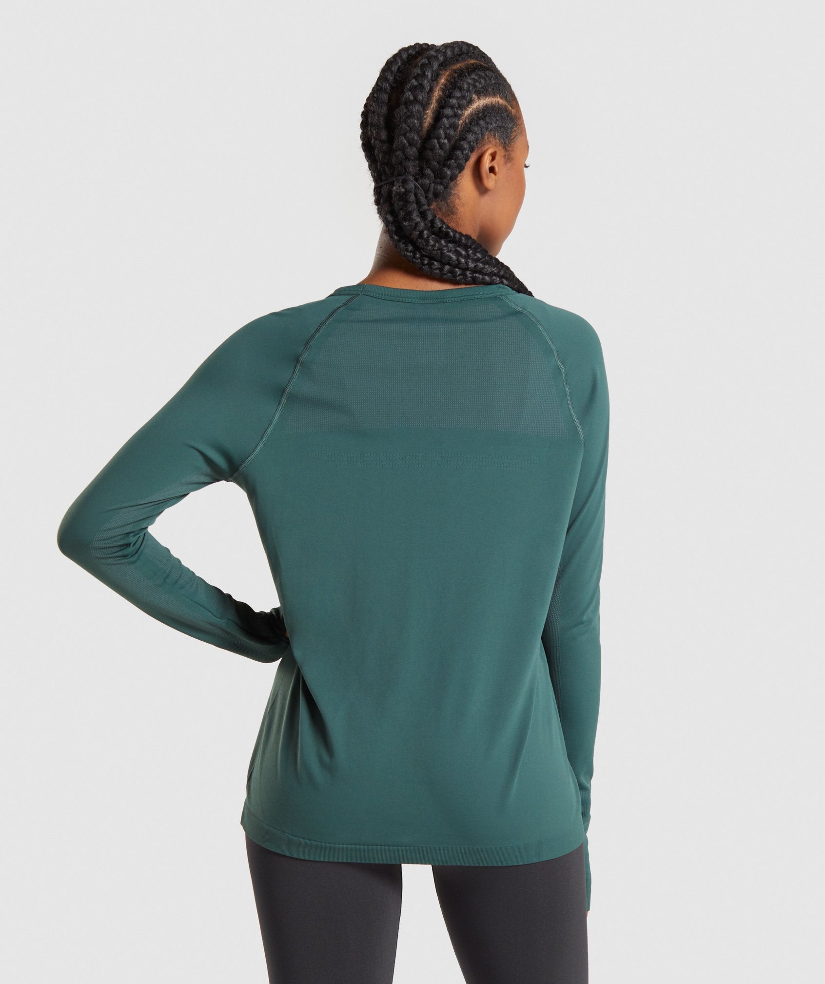 Breeze Lightweight Seamless Long Sleeve Top in Dark Green - view 3