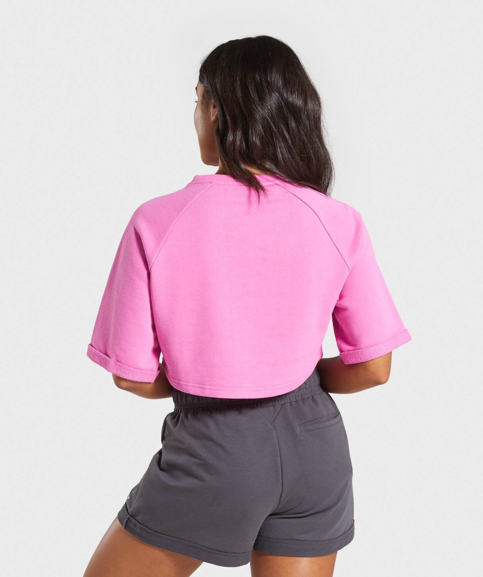 Be Brave Boxy Cropped Sweater in Pink - view 2