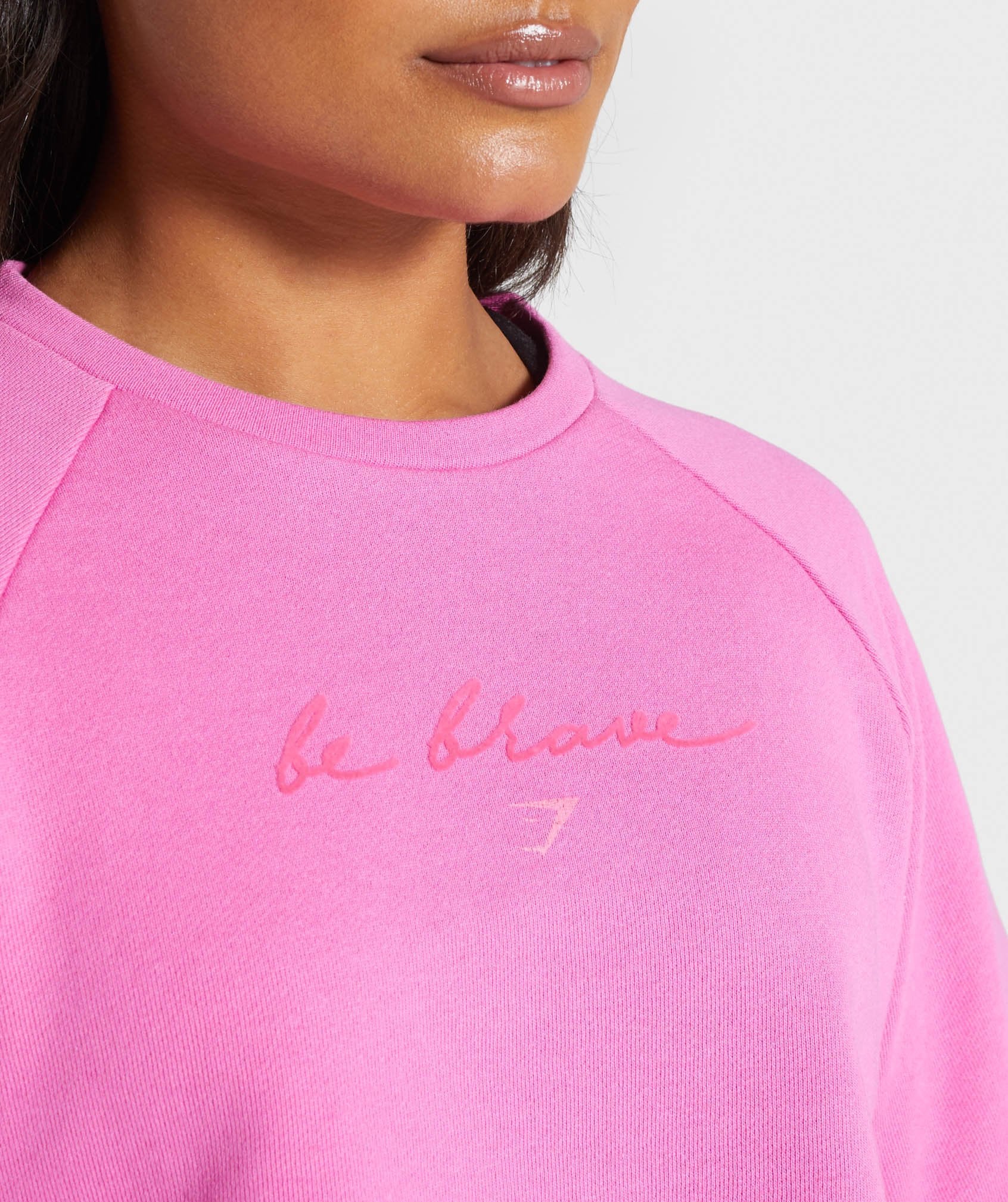 Be Brave Boxy Cropped Sweater in Pink - view 5