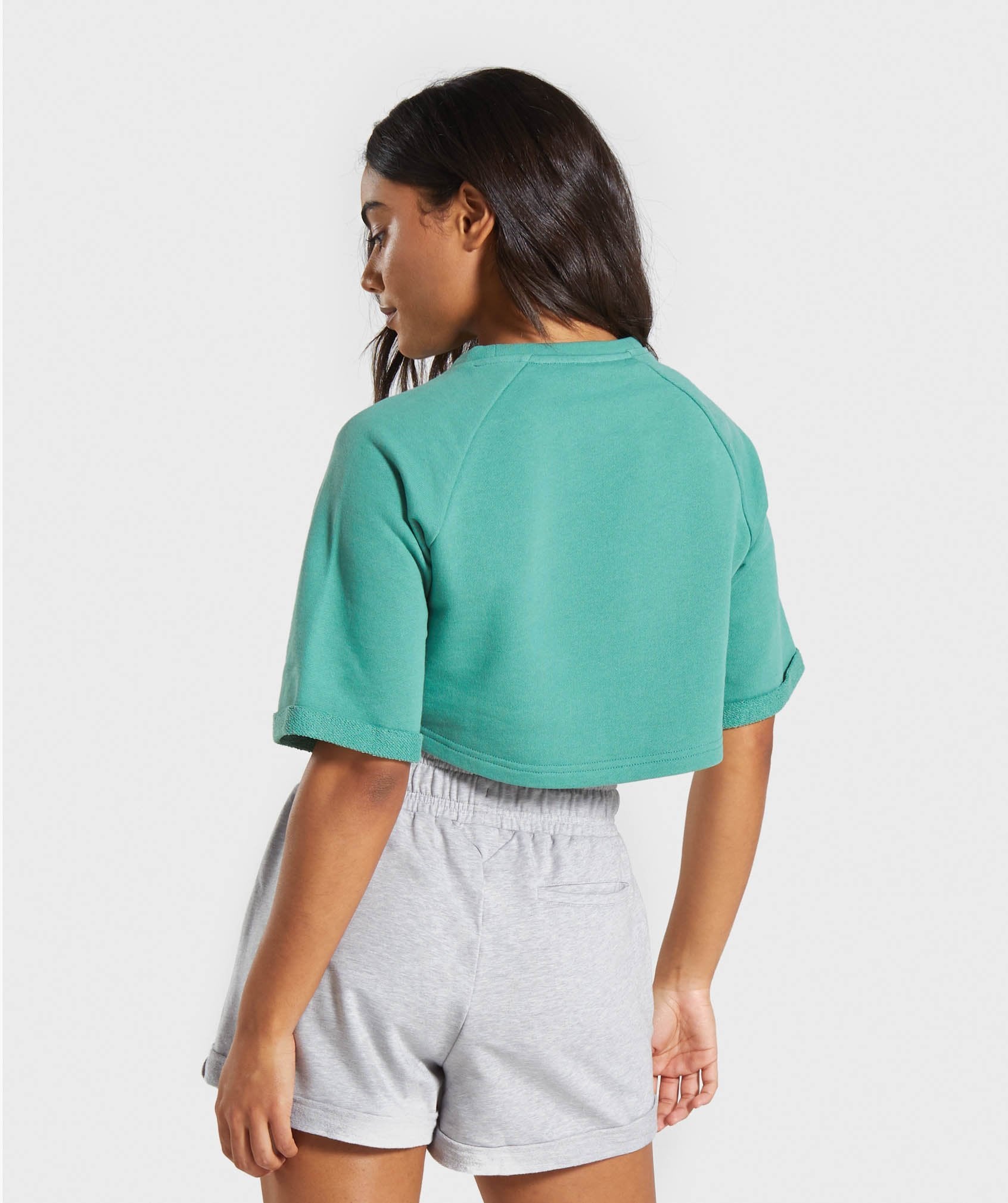 Be Brave Boxy Cropped Sweater in Green - view 2