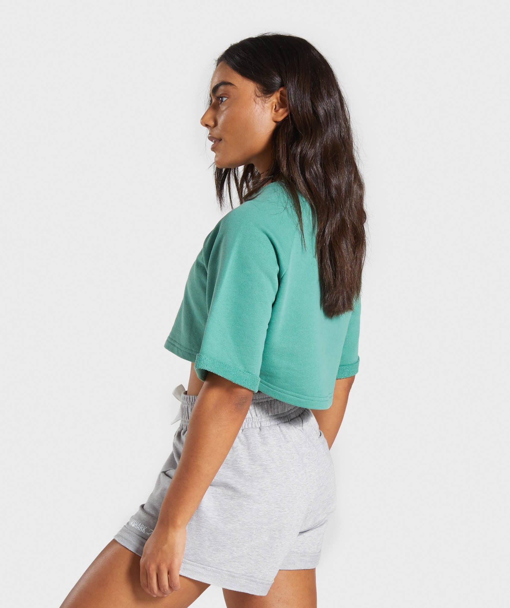 Be Brave Boxy Cropped Sweater in Green - view 3