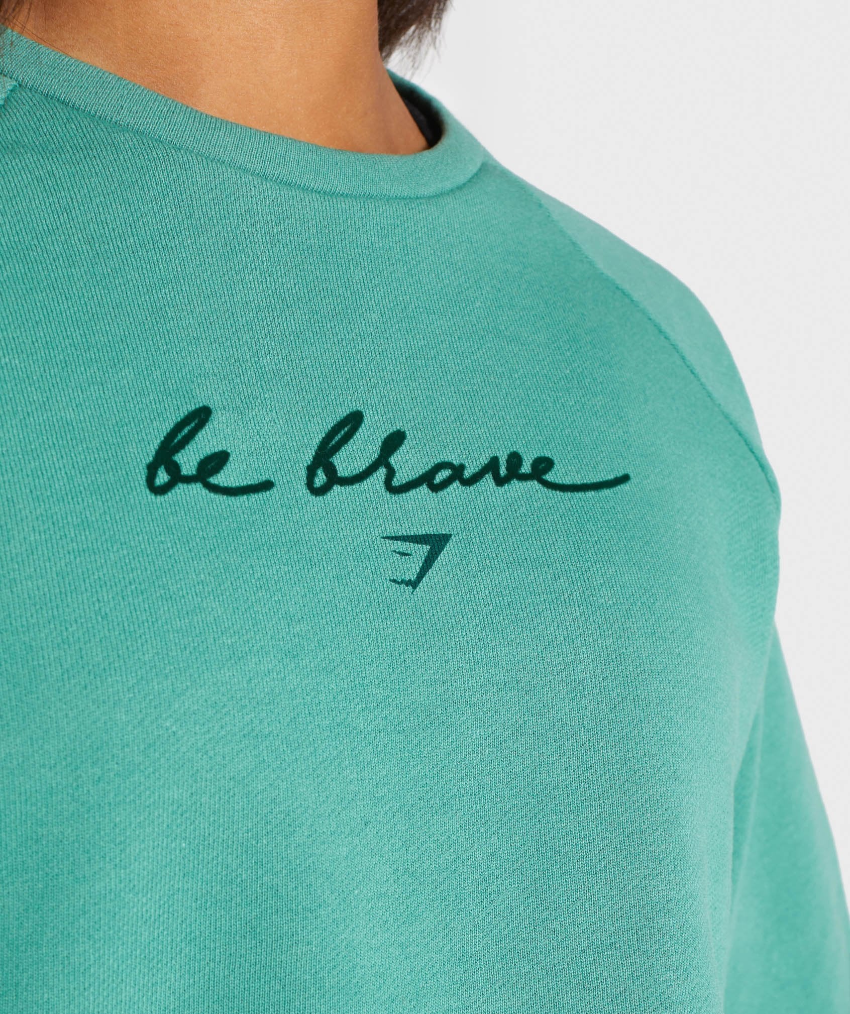 Be Brave Boxy Cropped Sweater in Green - view 6