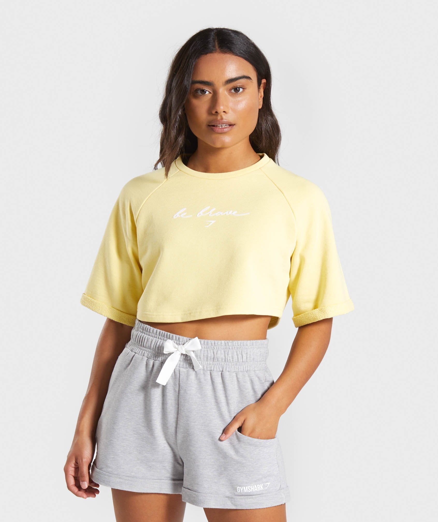 Be Brave Boxy Cropped Sweater in Yellow - view 1