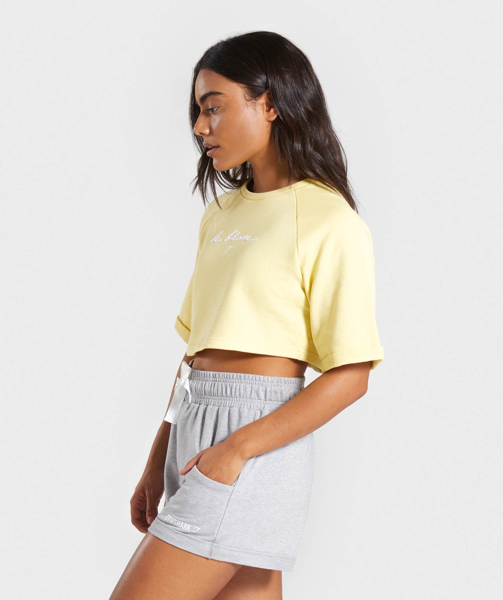 Be Brave Boxy Cropped Sweater in Yellow - view 3