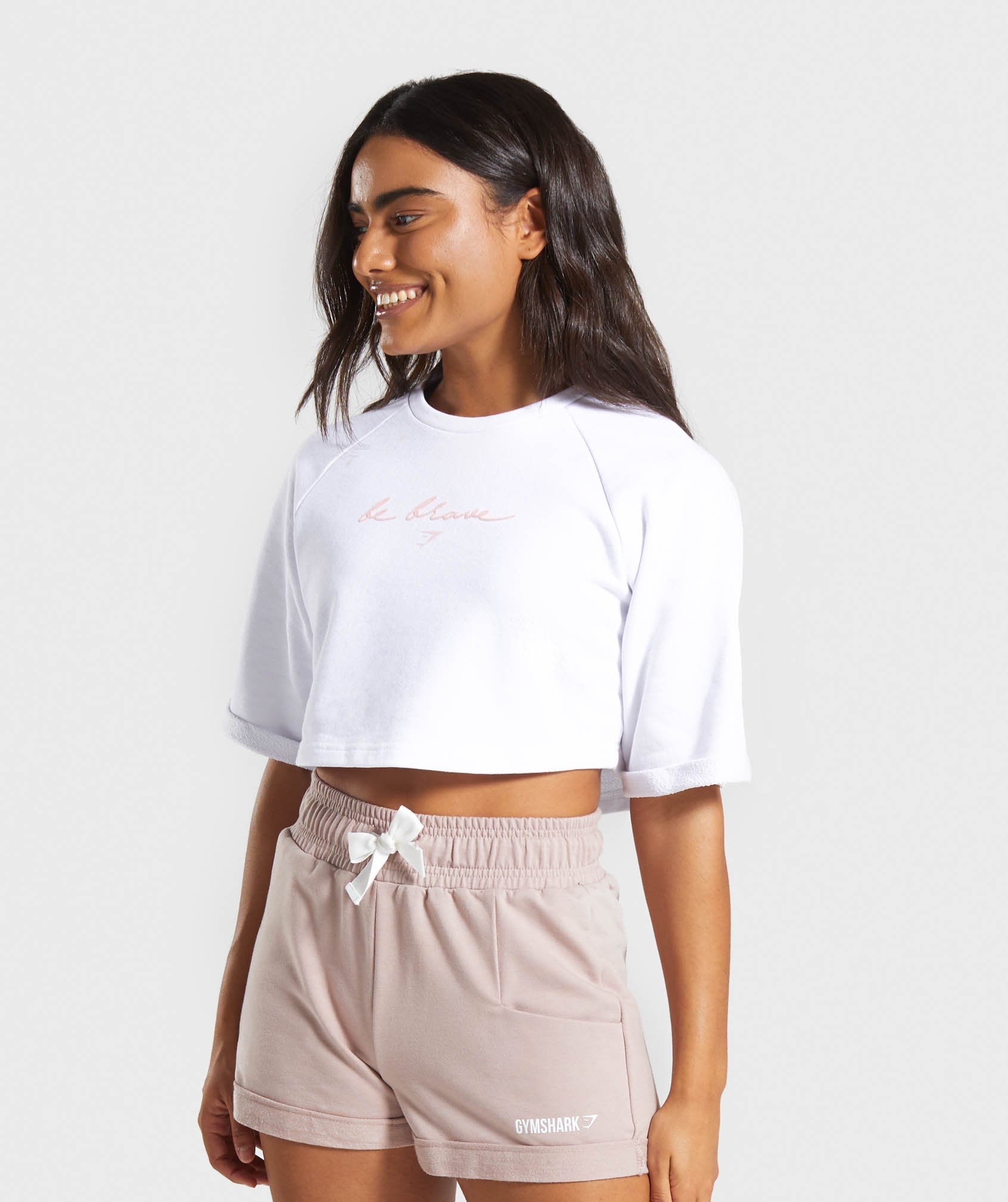 Be Brave Boxy Cropped Sweater in White - view 1