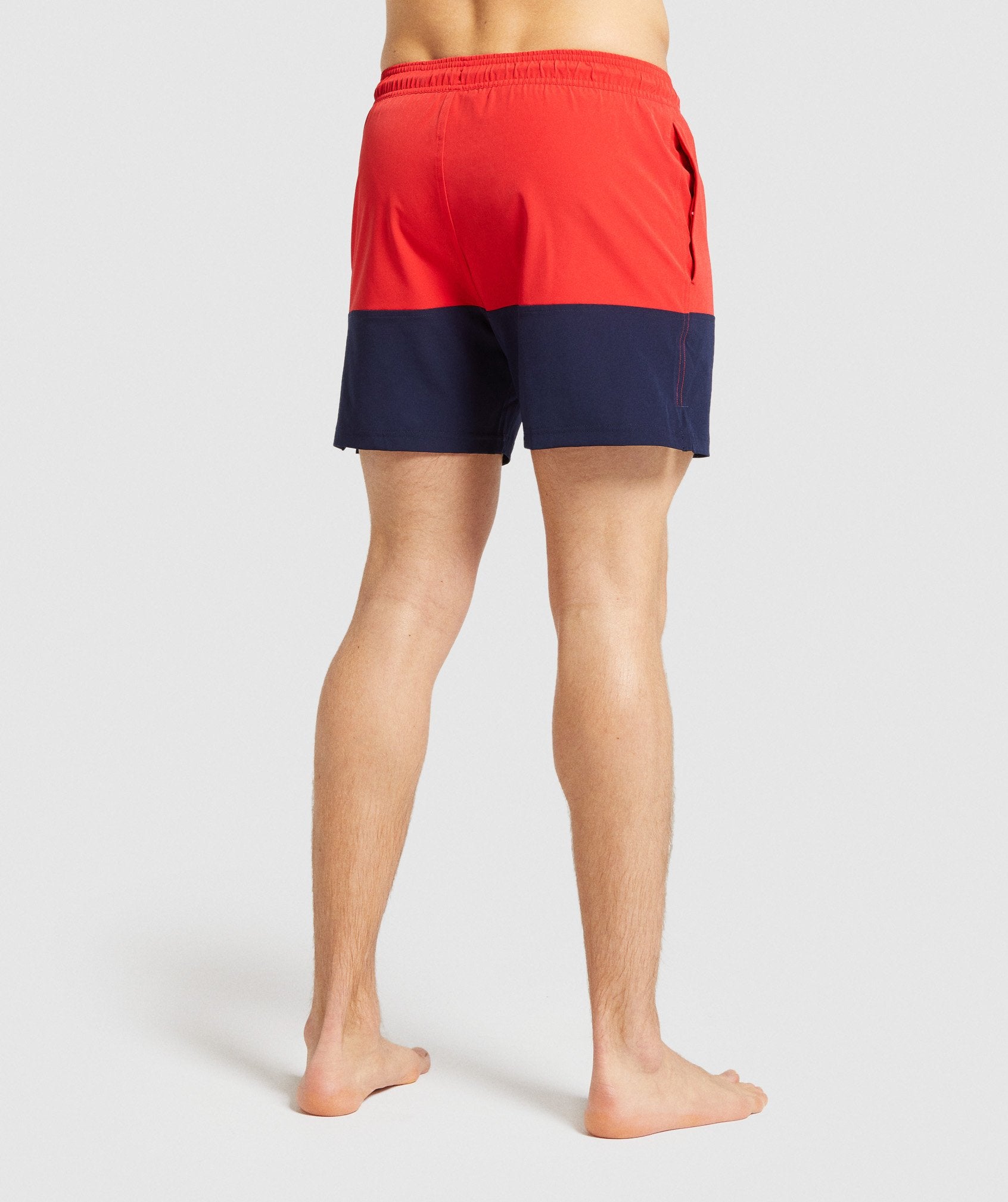 Colour Block Swim Shorts in Red