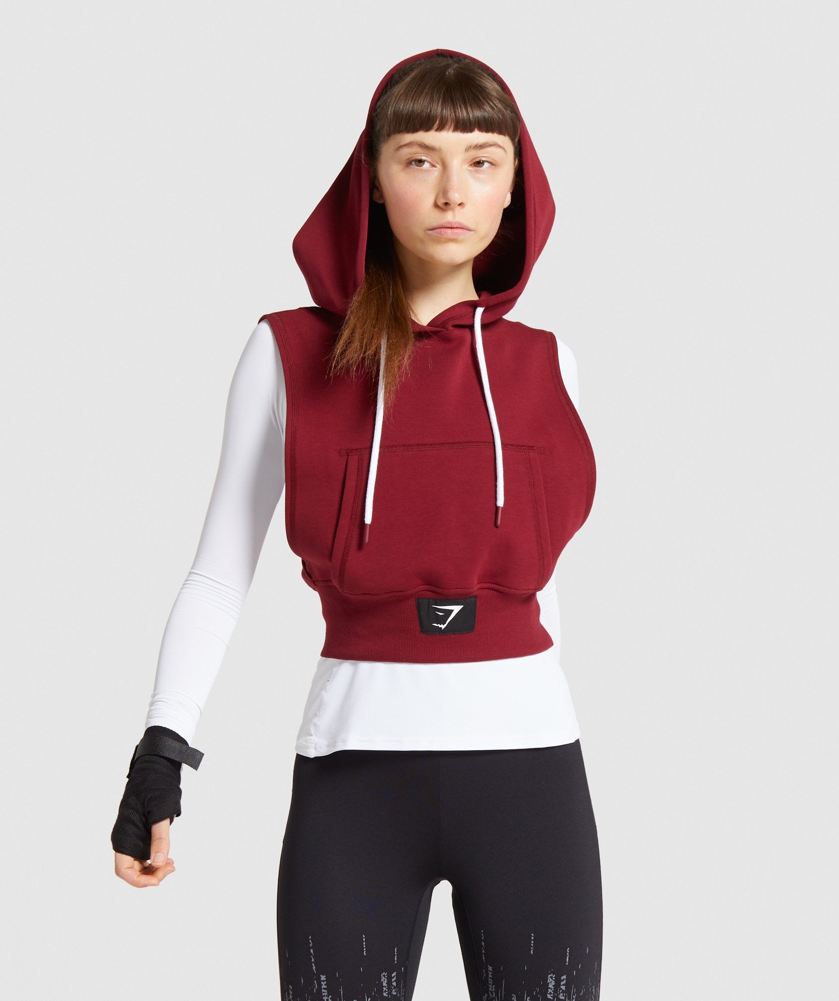 Combat Sleeveless Hoodie in Claret - view 1