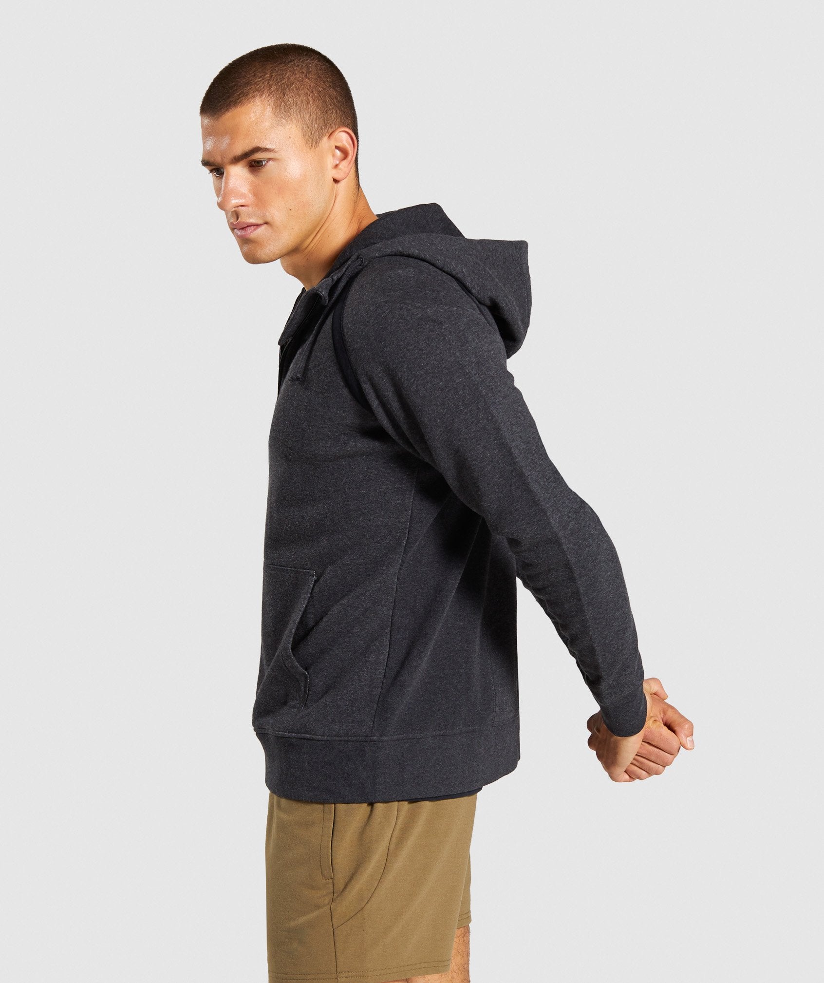 Compound Zip Hoodie in Black Marl