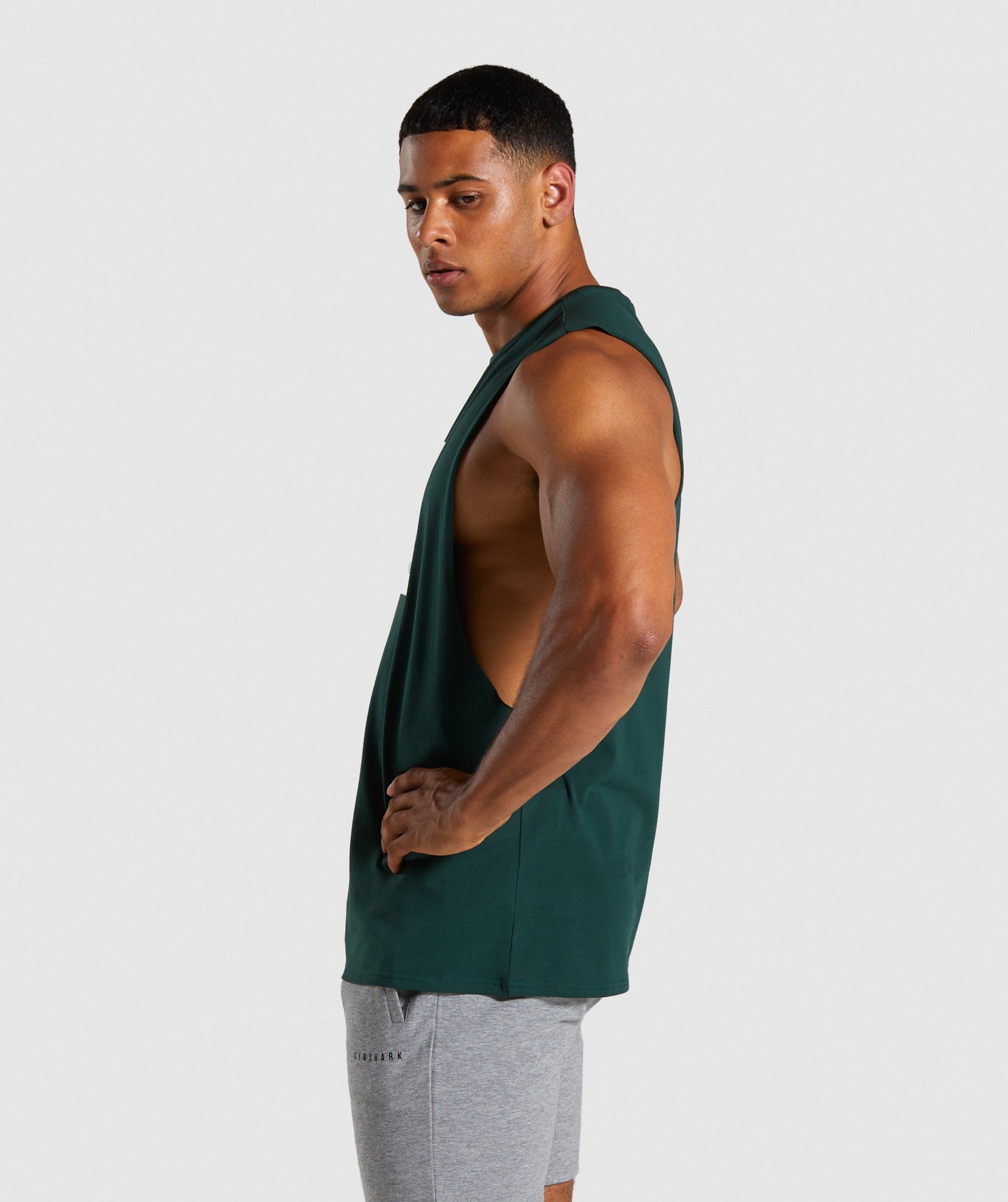 Contrast Drop Armhole Tank in Green - view 3