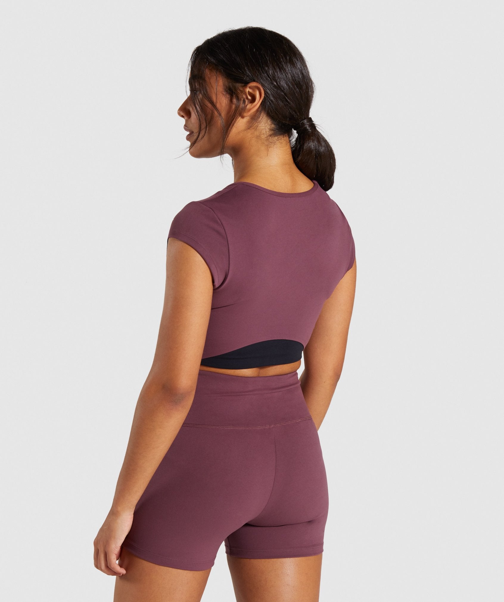 Dreamy Cap Sleeve Crop Top in Berry Red - view 2