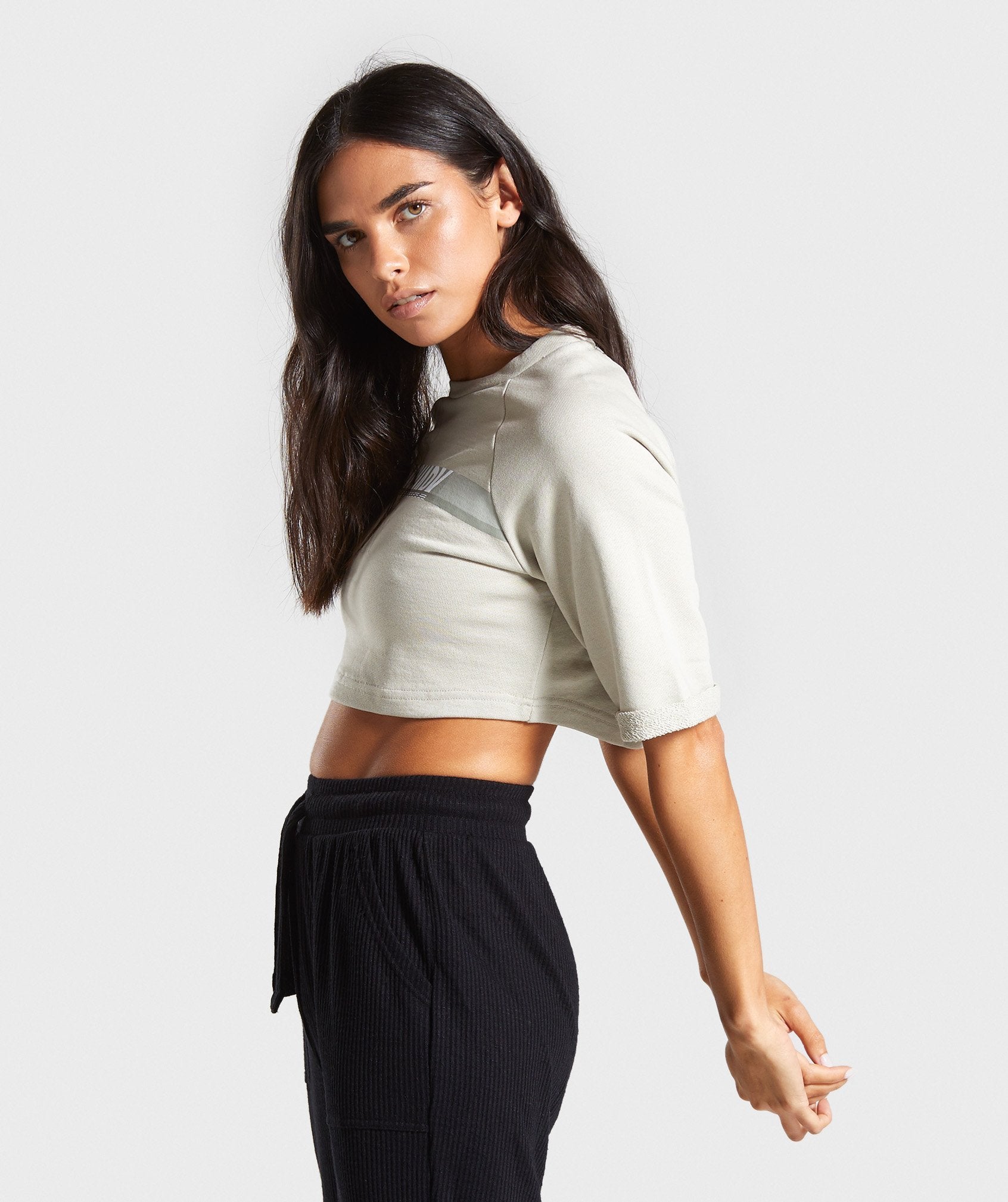 Dash Boxy Crop Top in Khaki - view 3