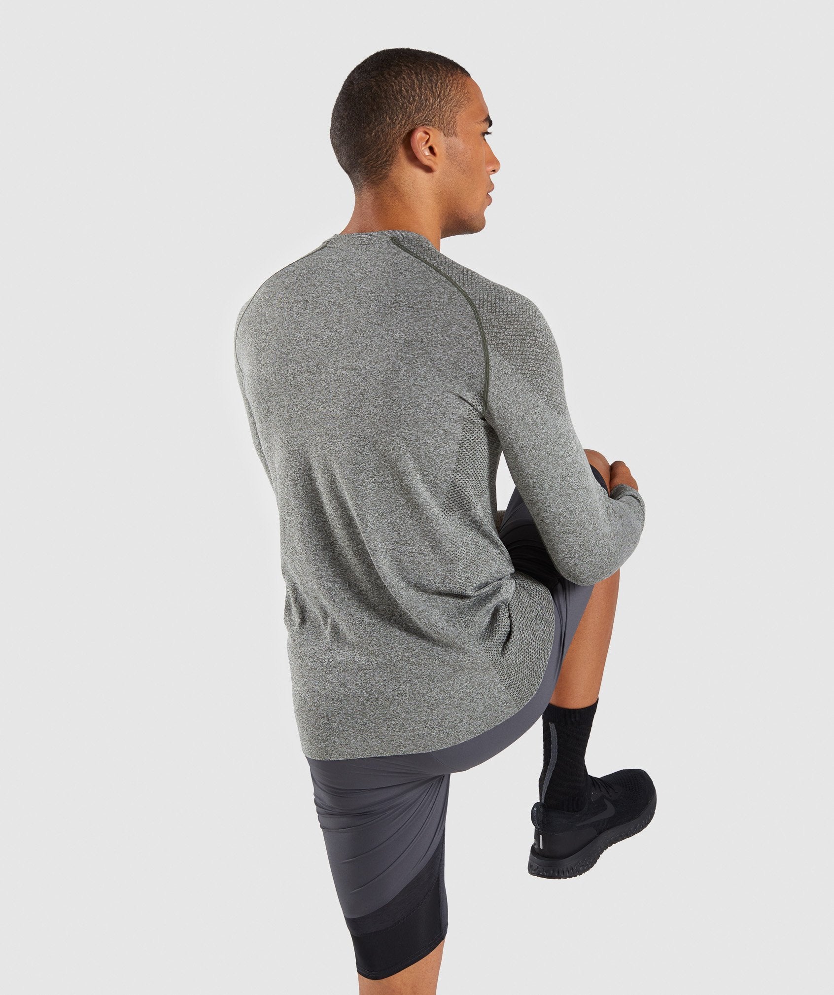 Define Seamless Long Sleeve T-Shirt in Woodland Green Marl - view 2