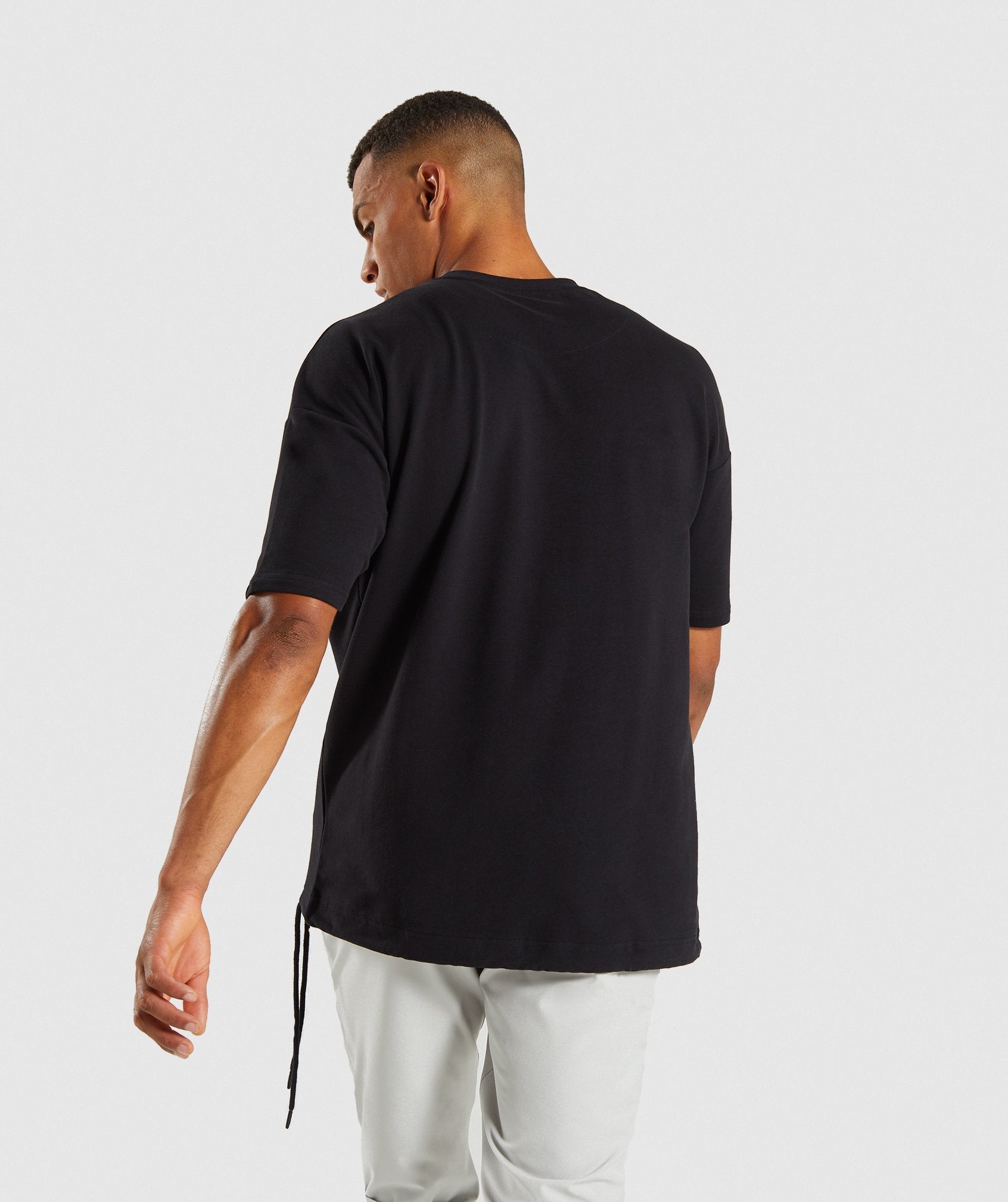 Drawcord Sweat T-Shirt in Black - view 2