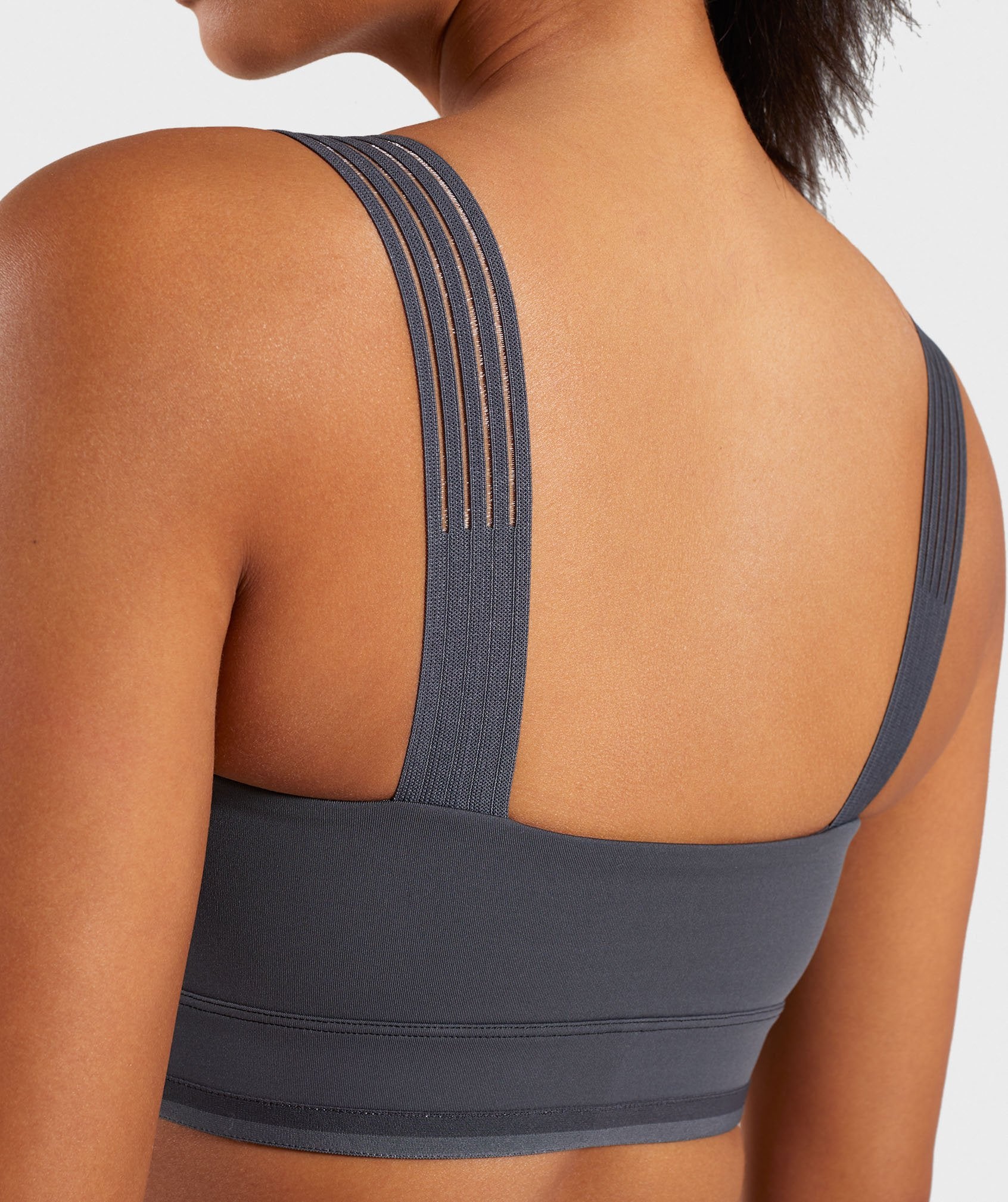 Colour Block Sports Bra in Black/Charcoal/Smokey Grey - view 5