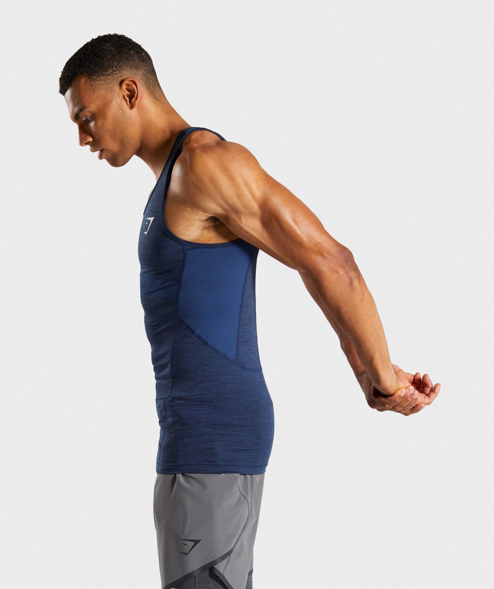 Element+ Baselayer Tank in Dark Blue Marl - view 3