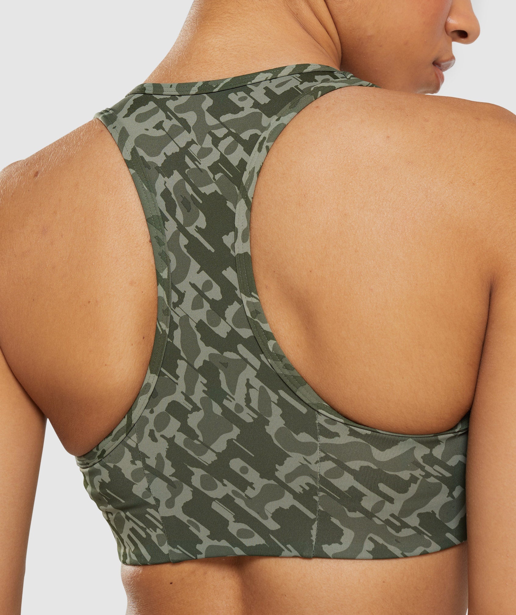 Essential Racer Back Sports Bra in Green Print - view 5