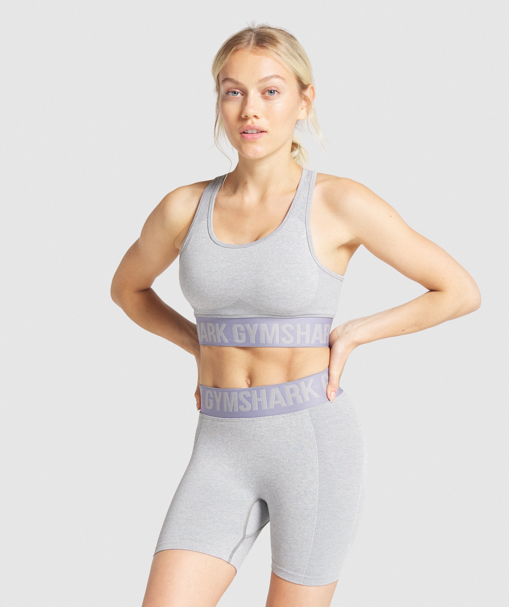 Flex Sports Bra in Light Grey Marl/Blue