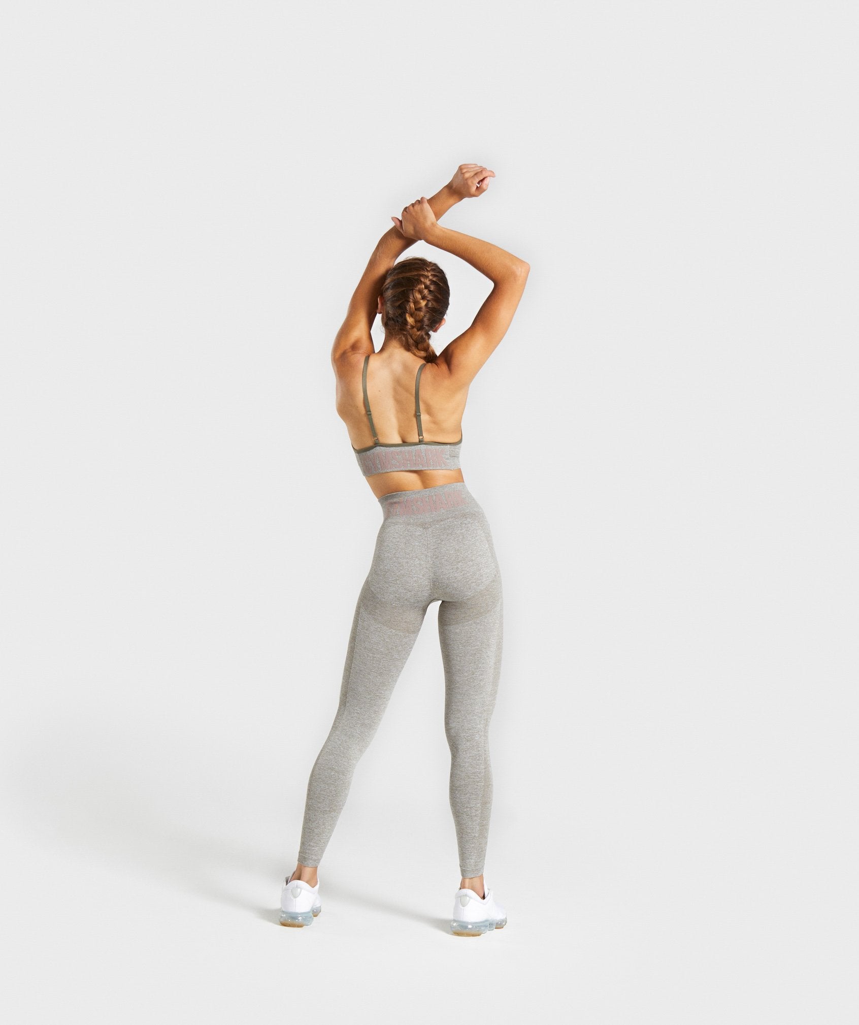 Flex High Waisted Leggings in Khaki Marl/Taupe - view 4