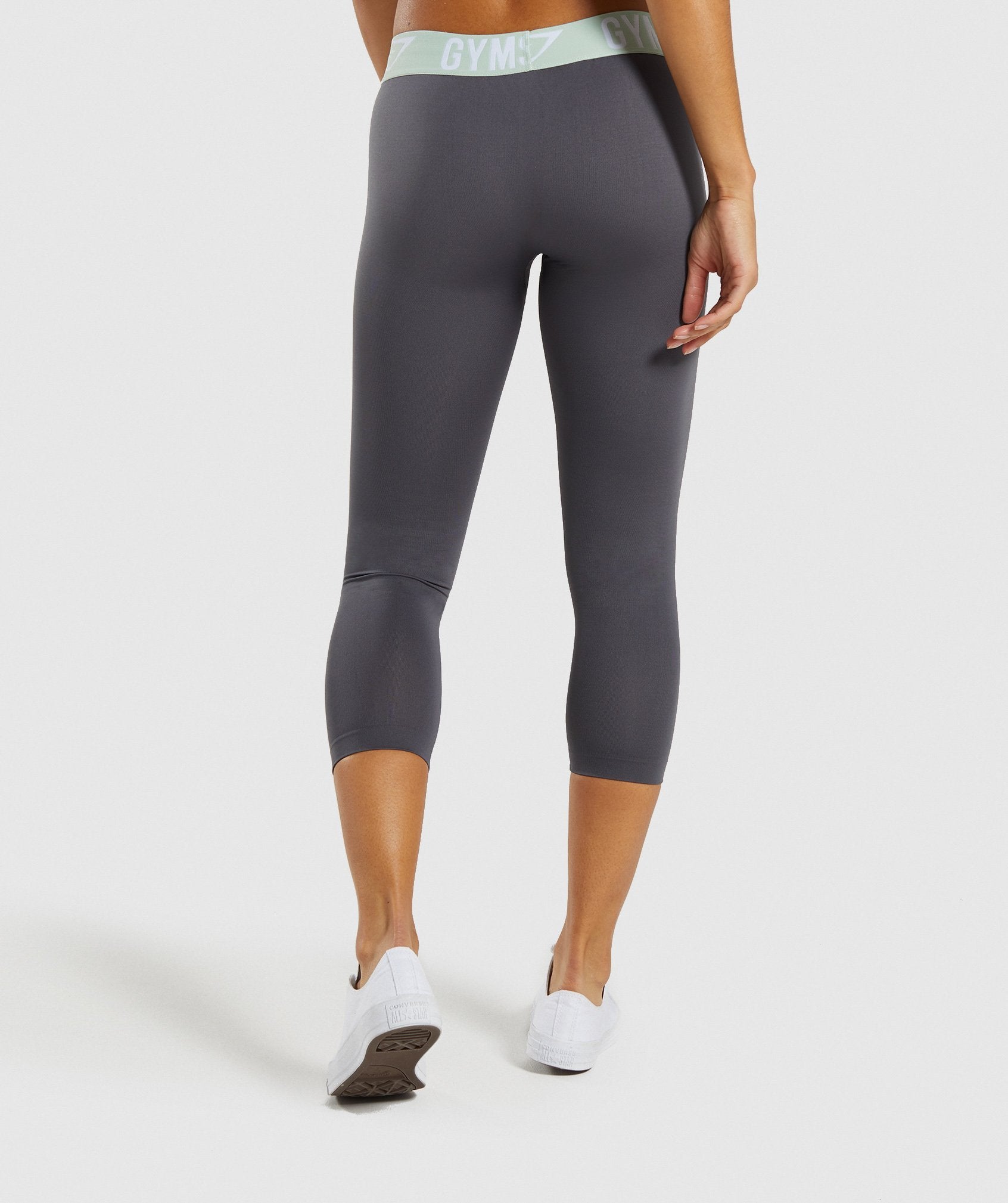 Fit Seamless Cropped Leggings in Grey/Light Green - view 2