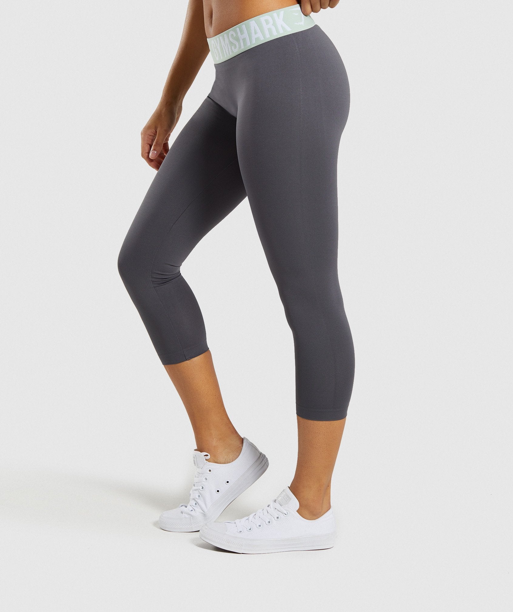 Fit Seamless Cropped Leggings in Grey/Light Green - view 3