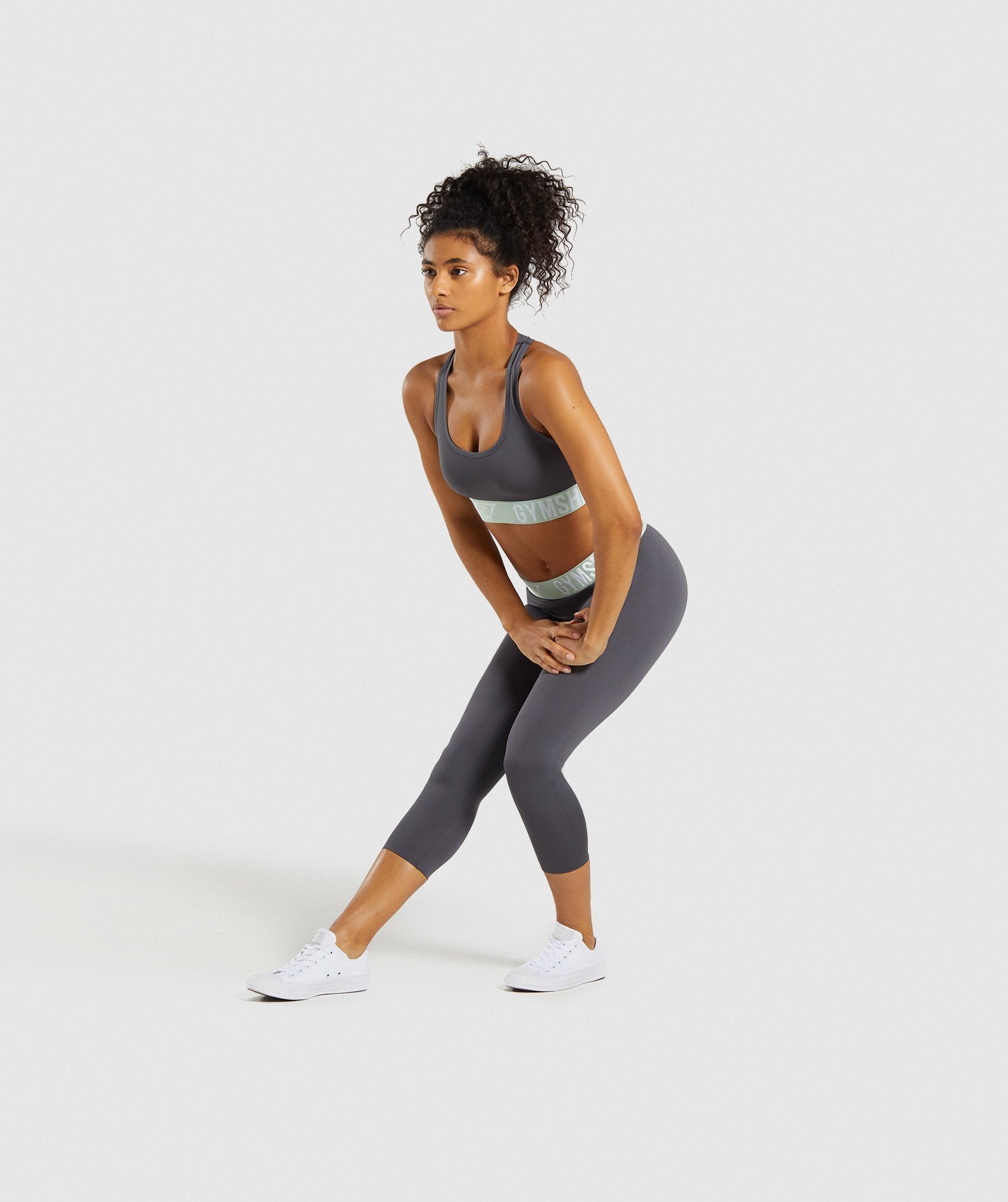 Fit Seamless Cropped Leggings in Grey/Light Green - view 4