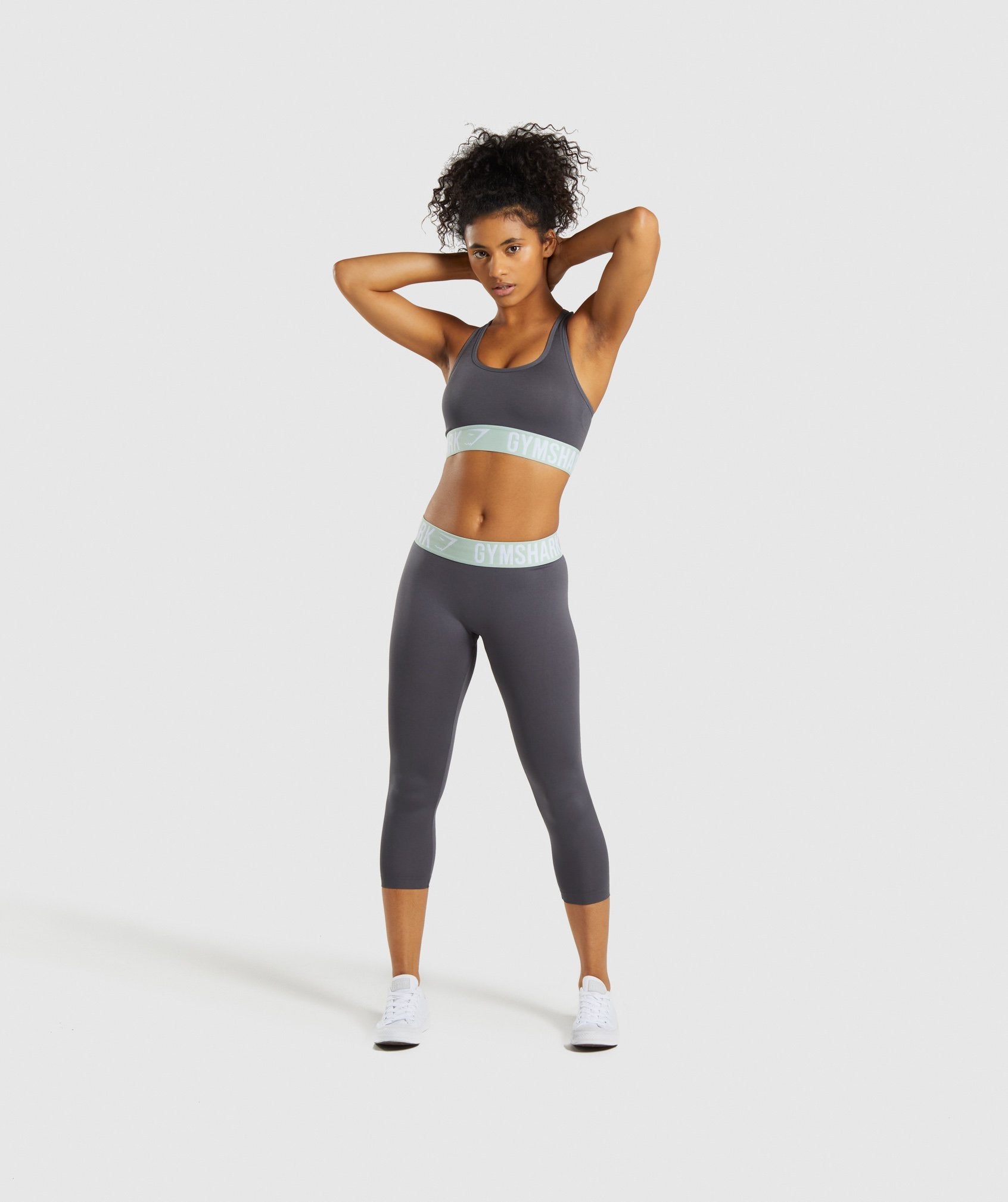 Fit Seamless Cropped Leggings in Grey/Light Green - view 6