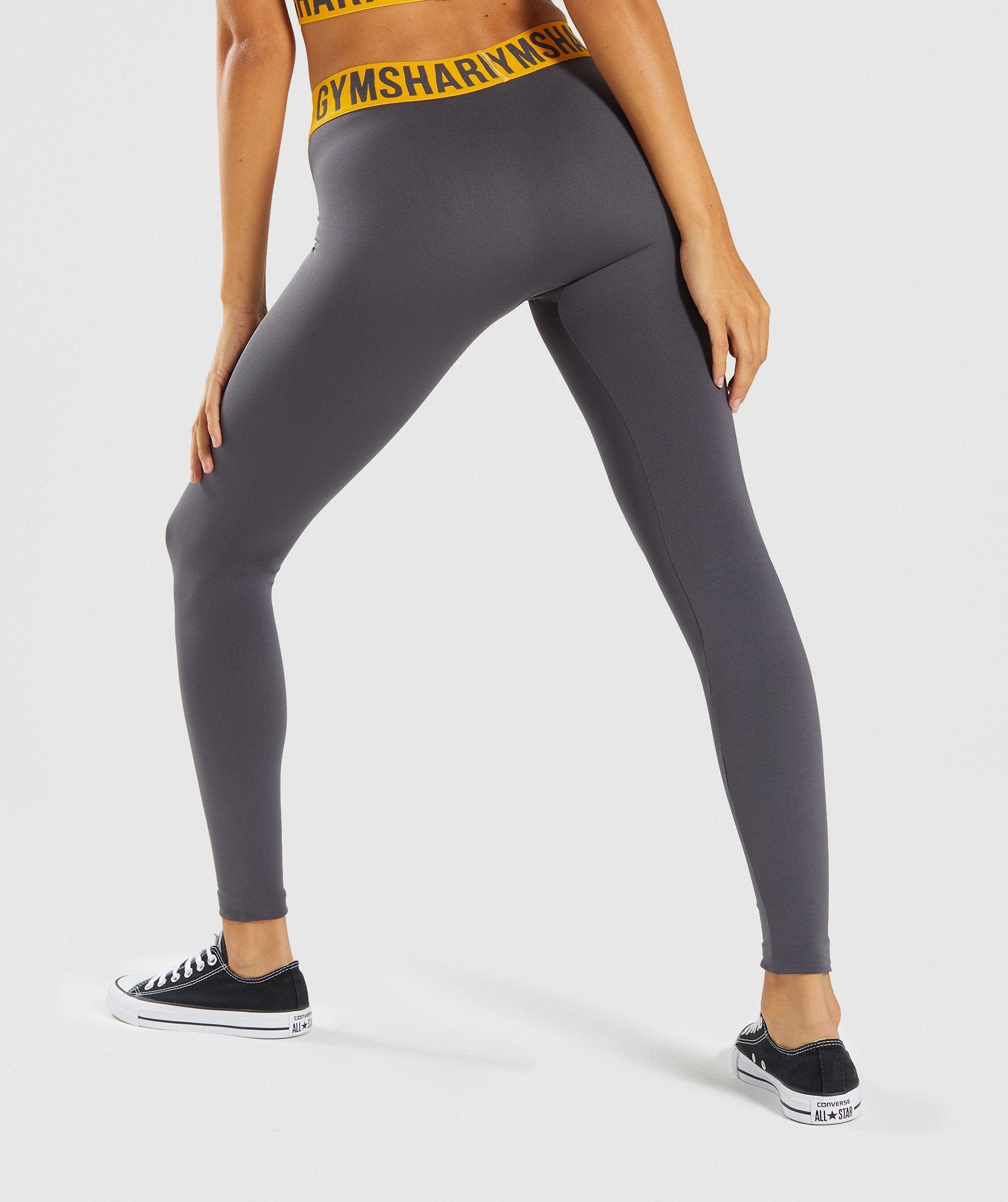 Fit Seamless Leggings in Charcoal/Citrus Yellow - view 2