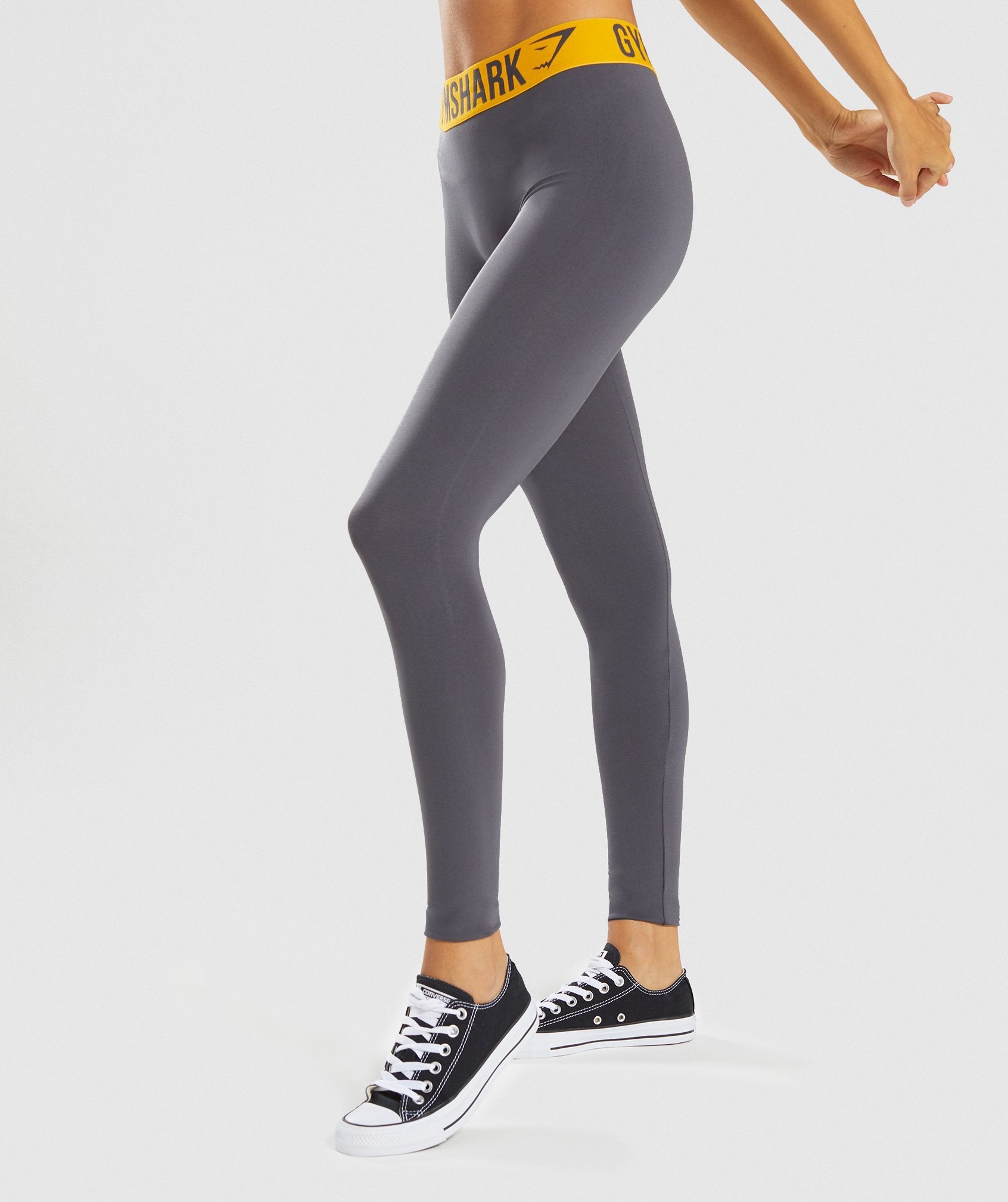 Fit Seamless Leggings in Charcoal/Citrus Yellow - view 3