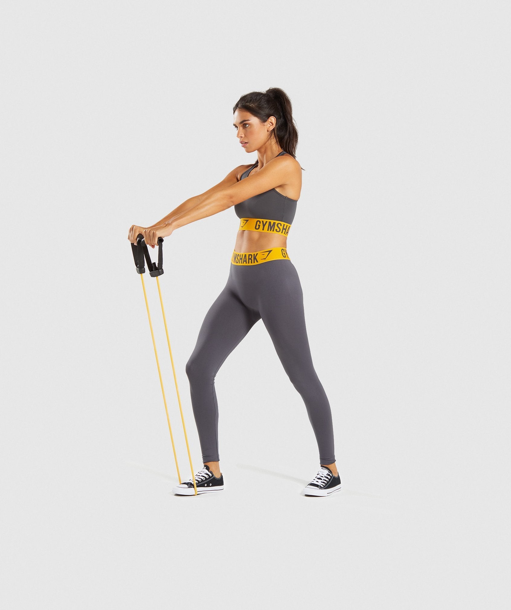Fit Seamless Leggings in Charcoal/Citrus Yellow - view 4