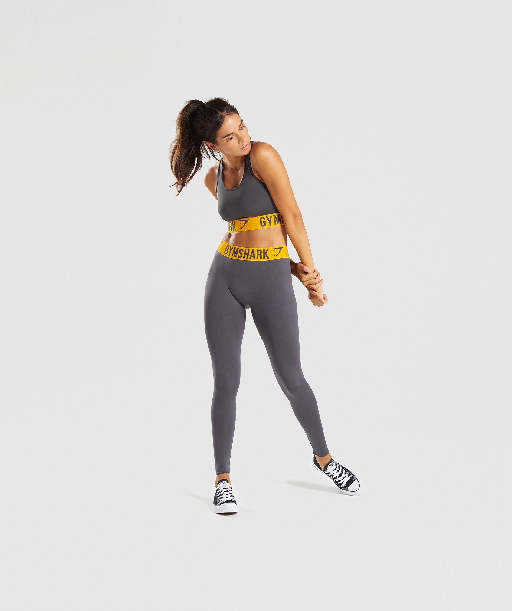 Fit Seamless Leggings in Charcoal/Citrus Yellow - view 5