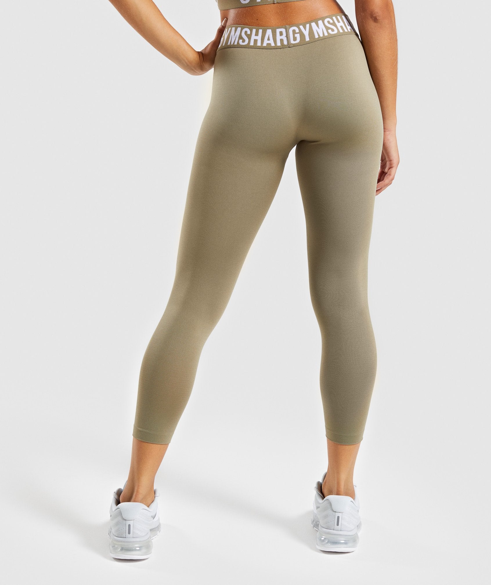 Fit Seamless Cropped Leggings in Washed Khaki/White - view 2