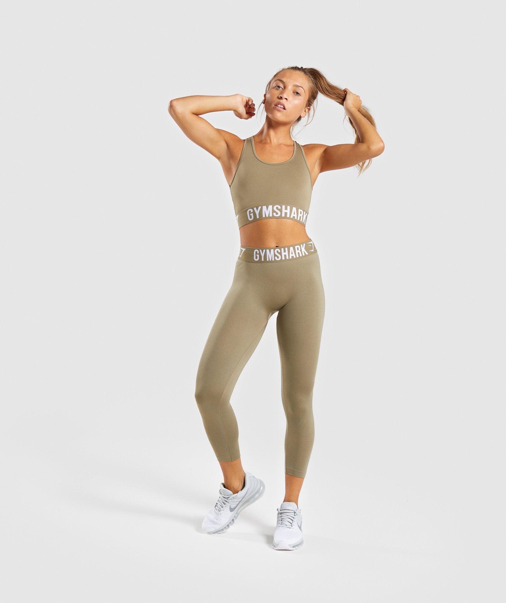 Fit Seamless Cropped Leggings in Washed Khaki/White - view 6