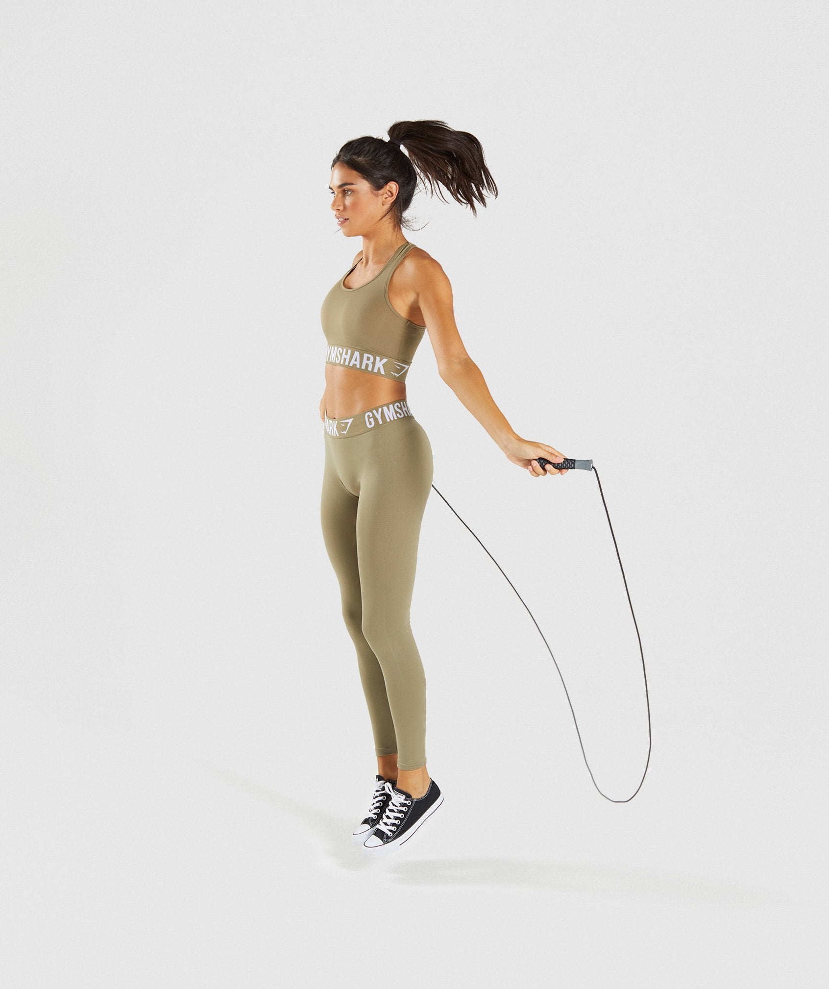 Fit Seamless Leggings in Washed Khaki/White - view 4