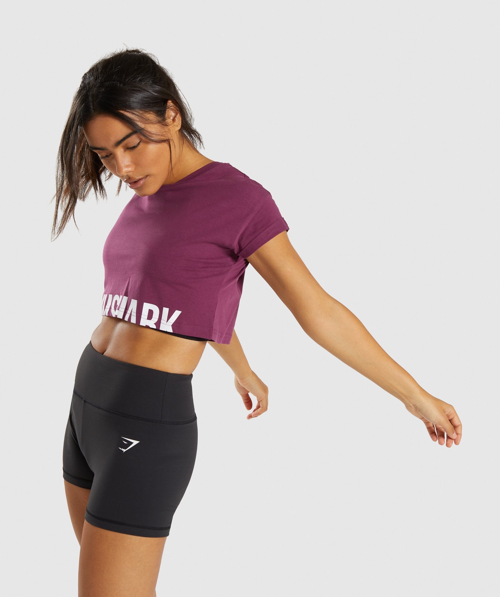 Fraction Crop Top in Dark Ruby/White - view 3