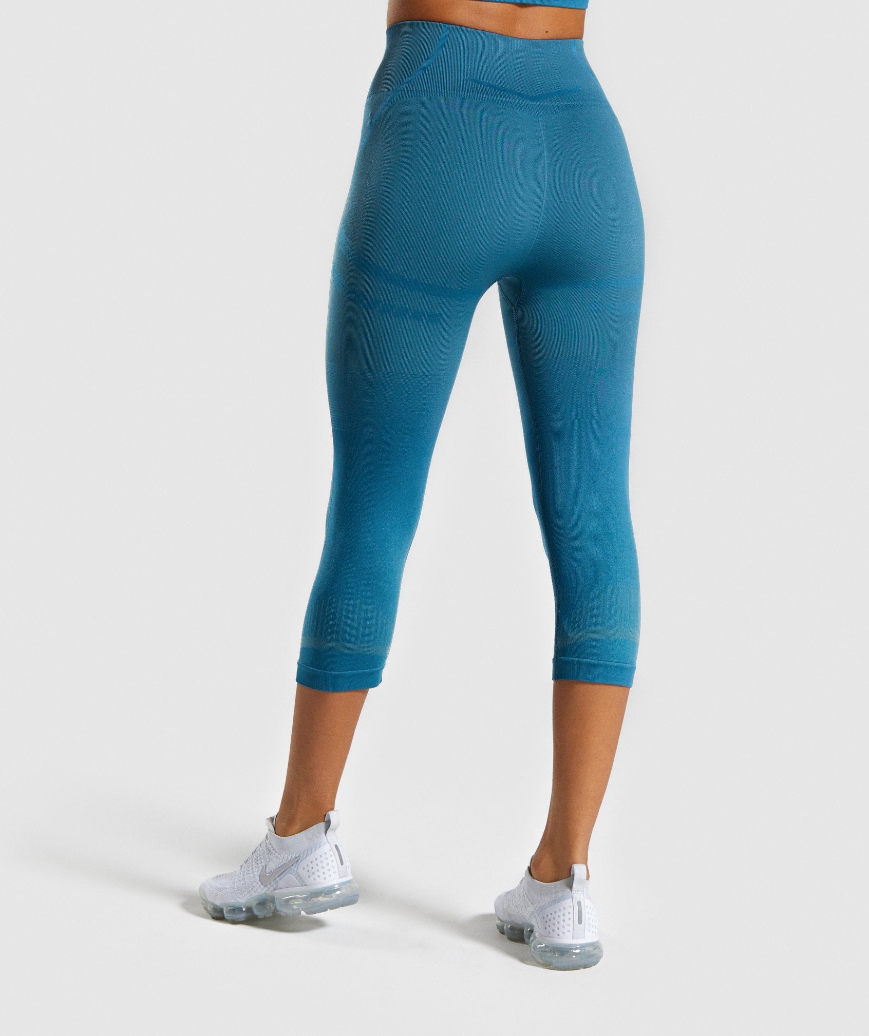 Geo Seamless Cropped Leggings in Teal